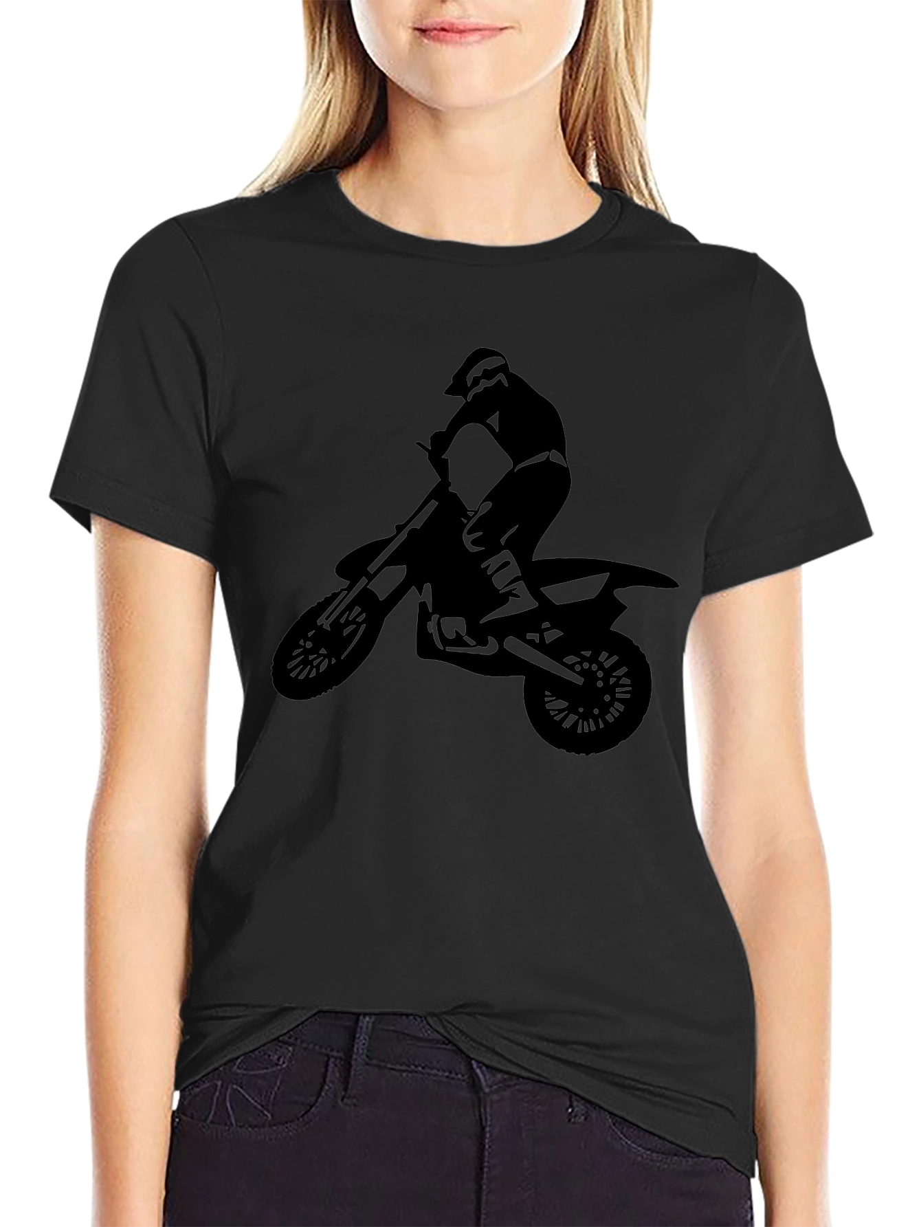 Motocross Rider Graphic Tee - Black Cotton Shirt