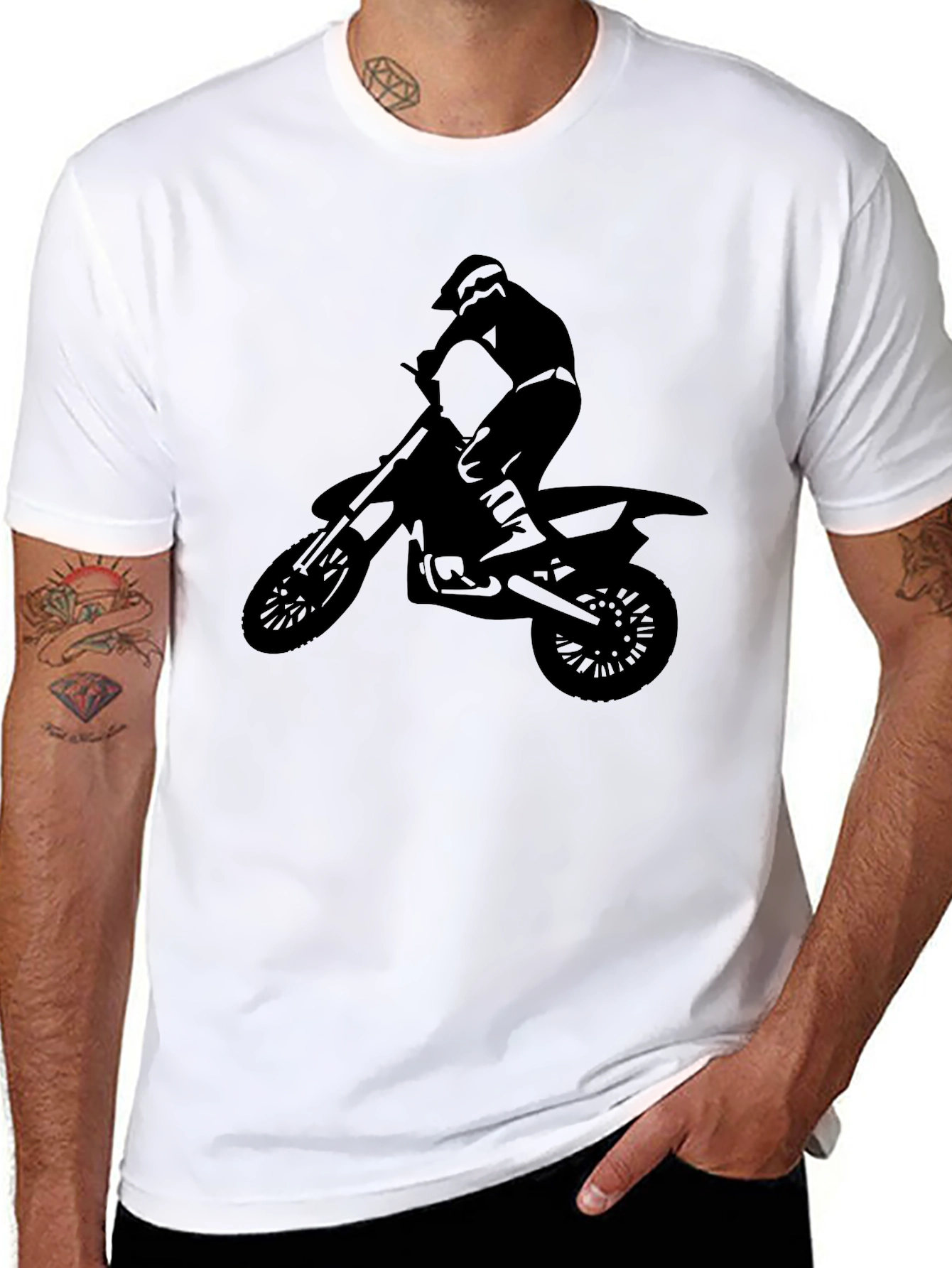 Motocross Rider Graphic Tee - Black Cotton Shirt
