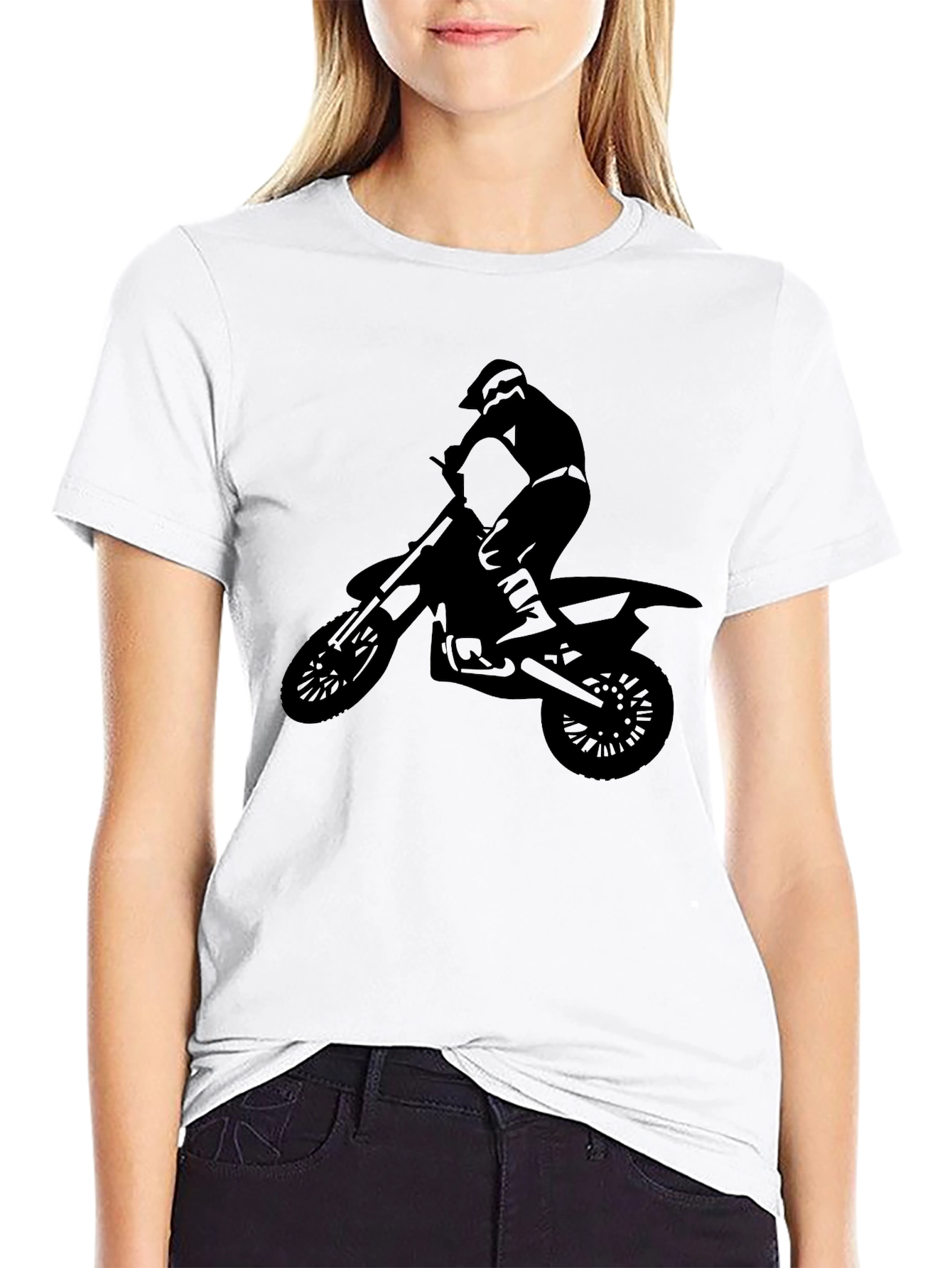 Motocross Rider Graphic Tee - Black Cotton Shirt