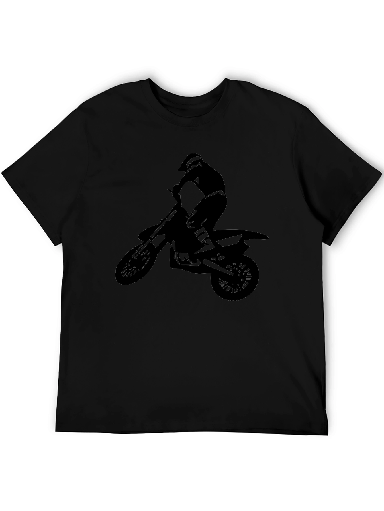 Motocross Rider Graphic Tee - Black Cotton Shirt