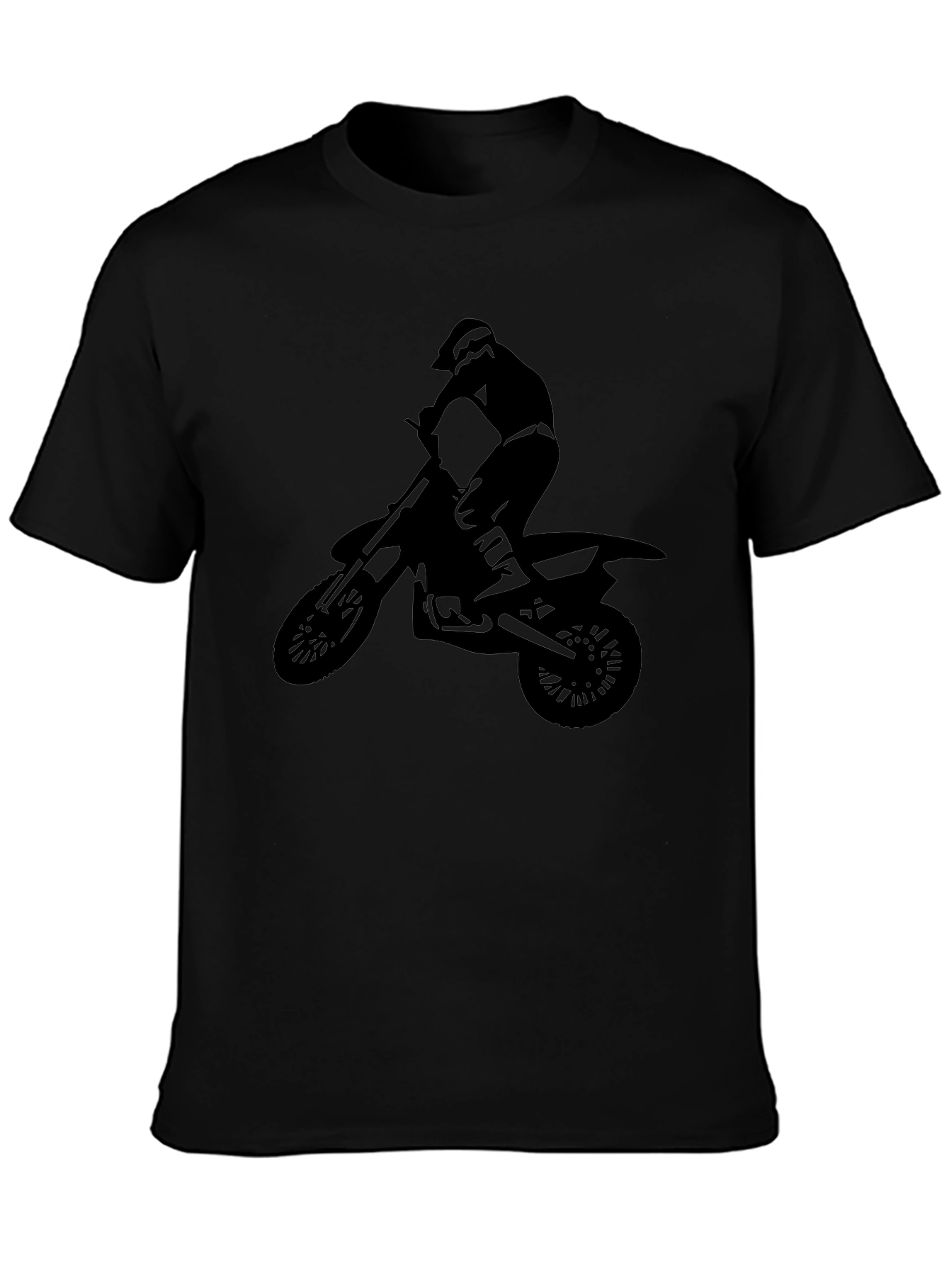 Motocross Rider Graphic Tee - Black Cotton Shirt