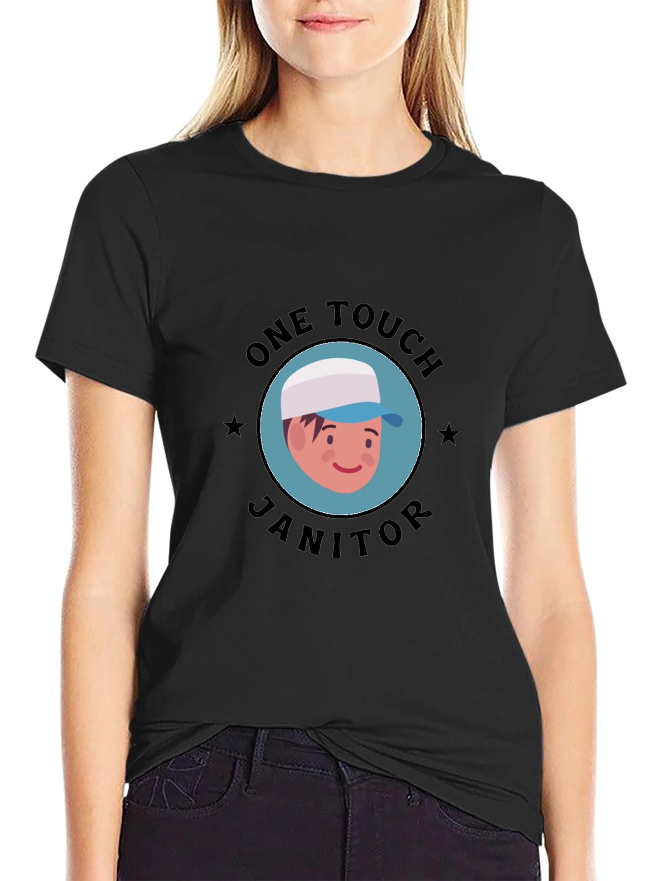 One Touch Janitor Graphic T-Shirt - Black