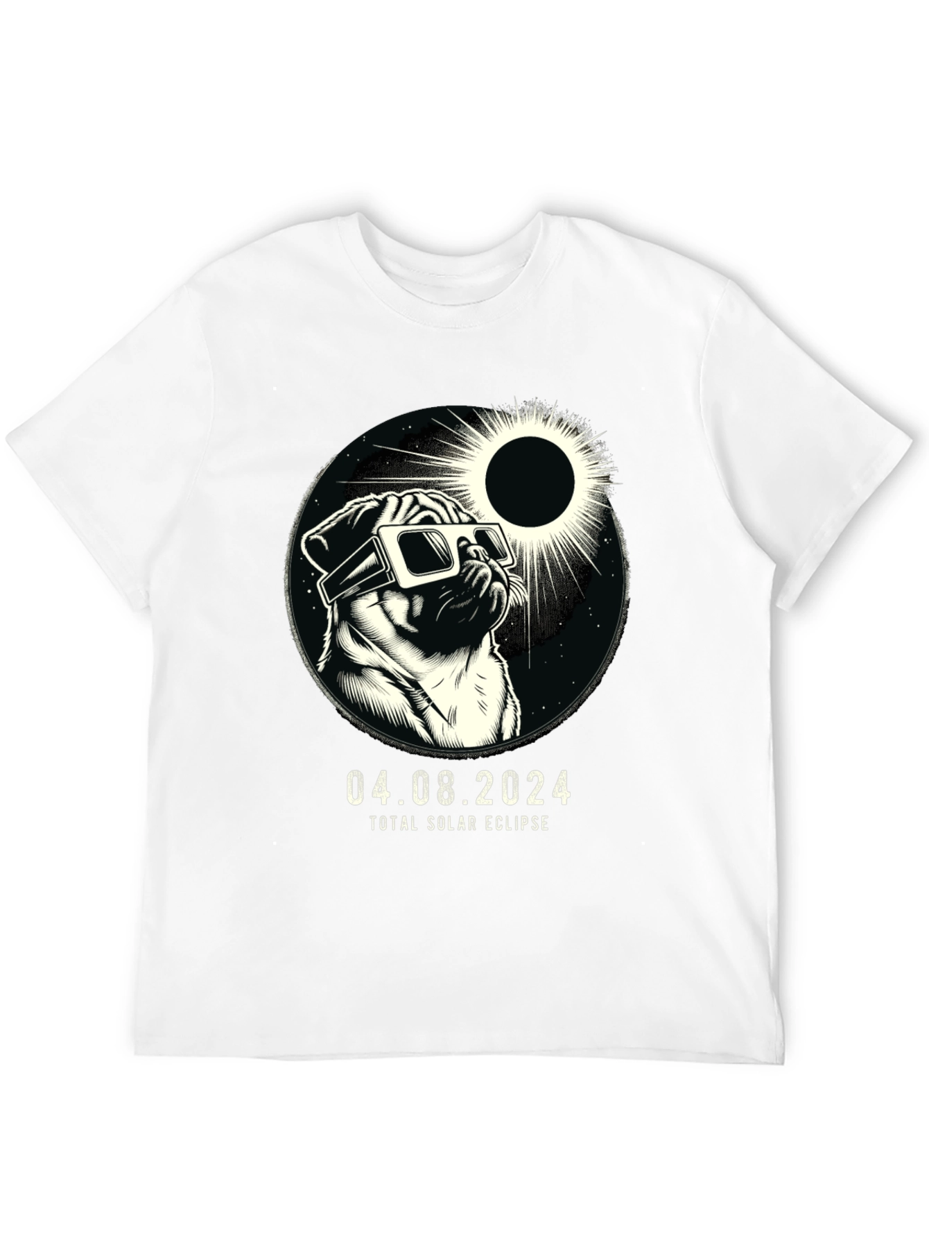 Total Solar Eclipse Pug T-Shirt - April 8 2024