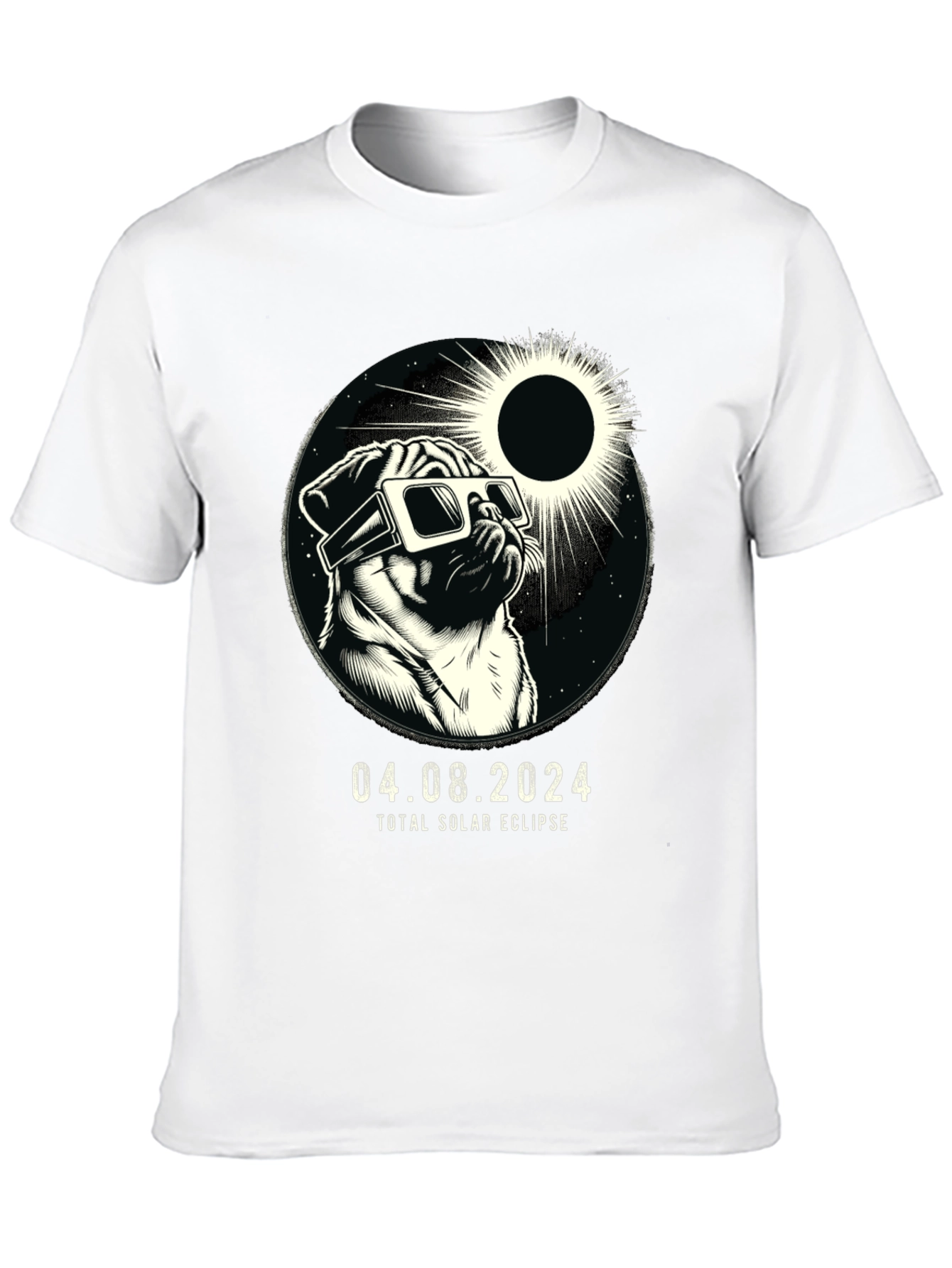 Total Solar Eclipse Pug T-Shirt - April 8 2024