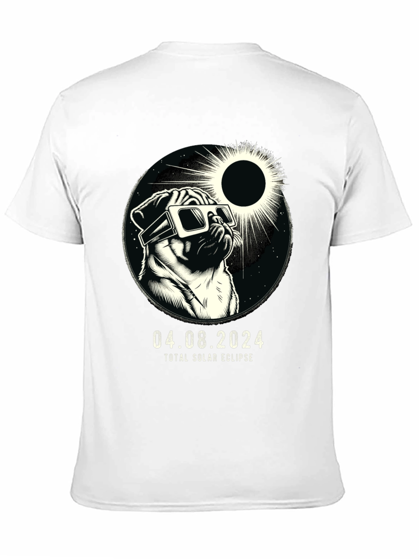 Total Solar Eclipse Pug T-Shirt - April 8 2024