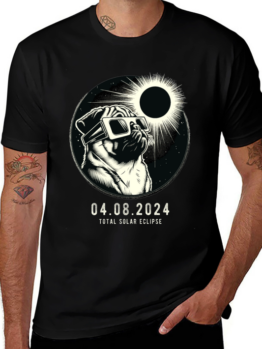 Total Solar Eclipse Pug T-Shirt - April 8 2024