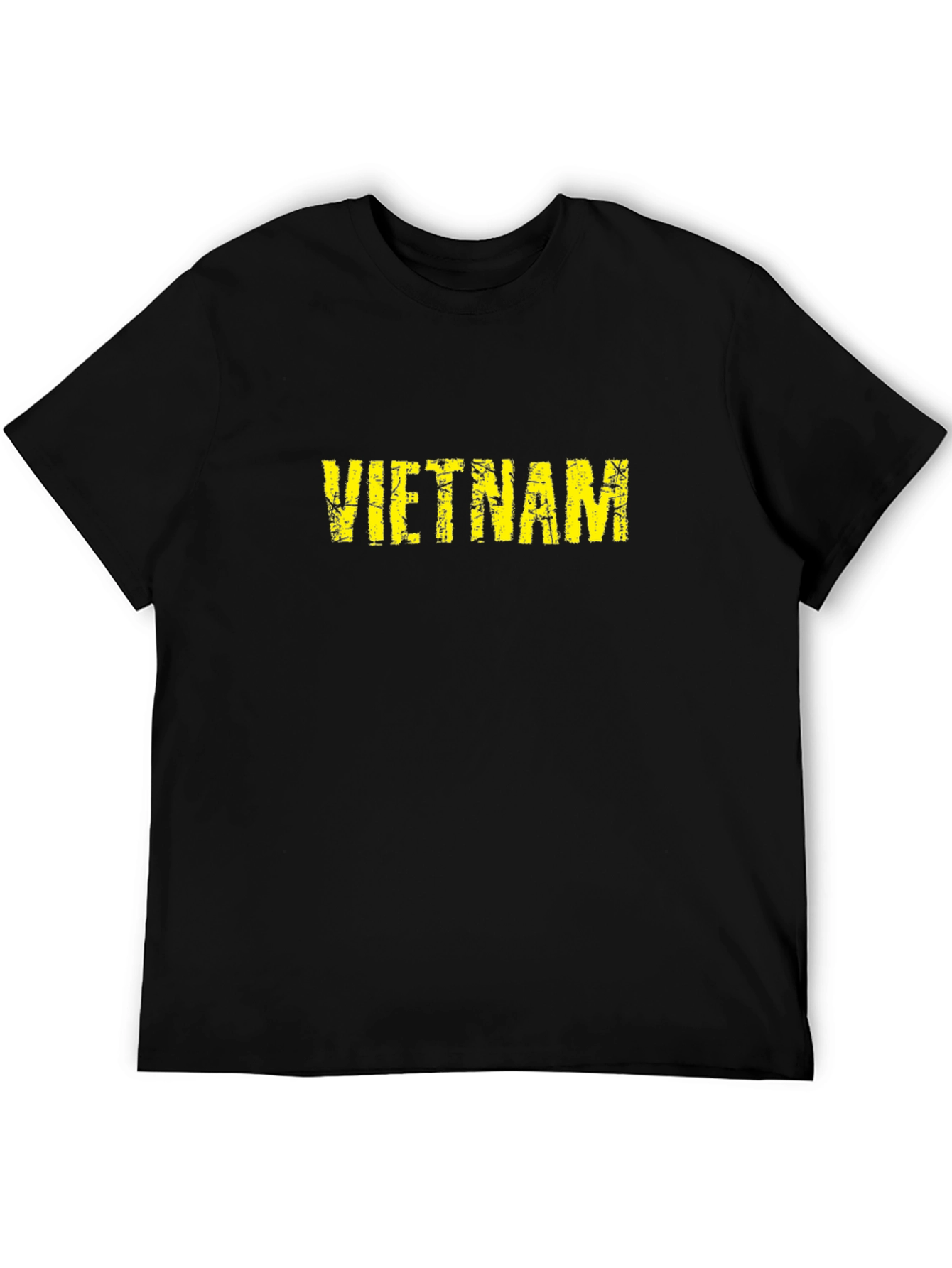 Vietnam Distressed Text T-Shirt - Black