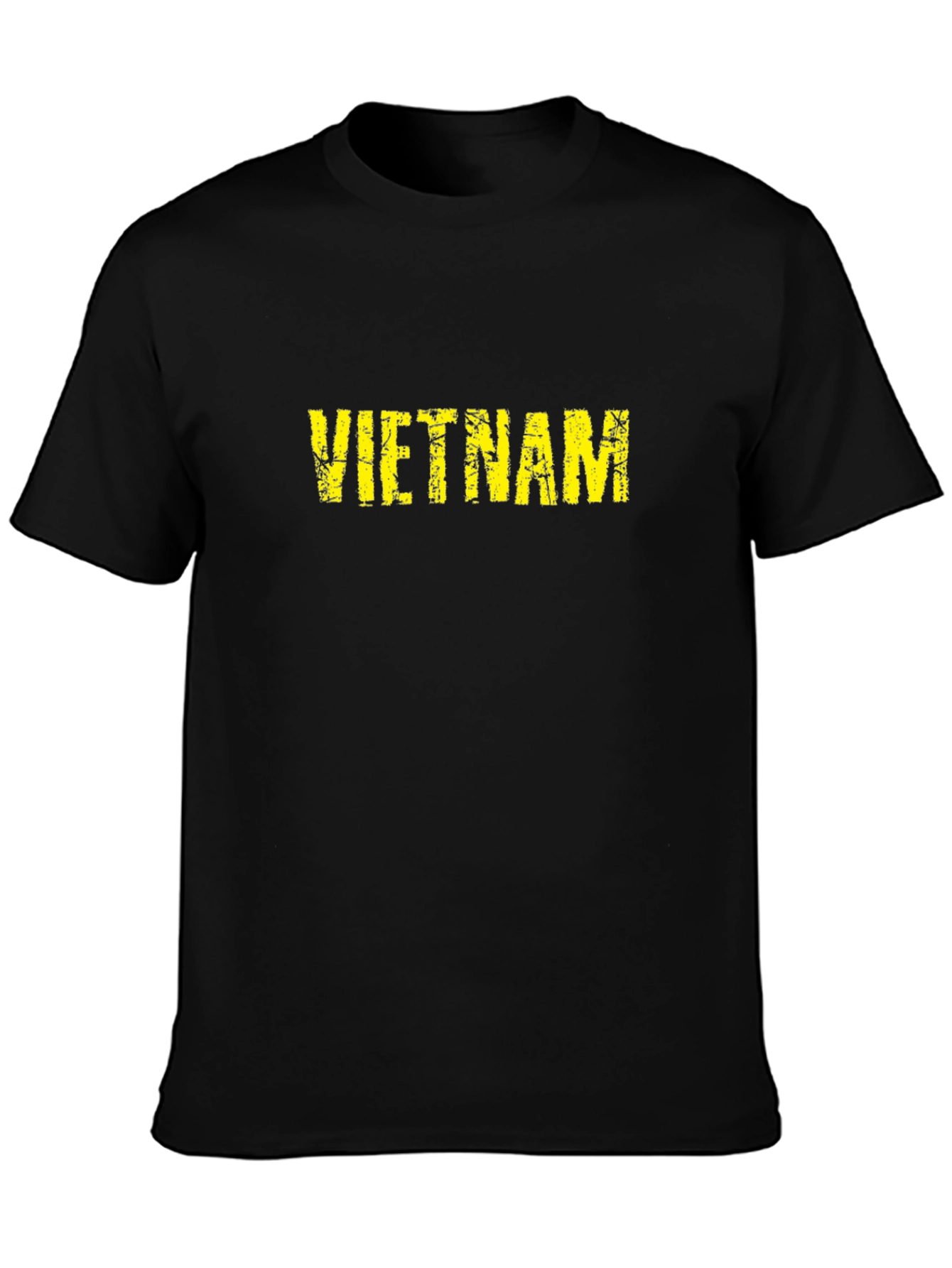 Vietnam Distressed Text T-Shirt - Black