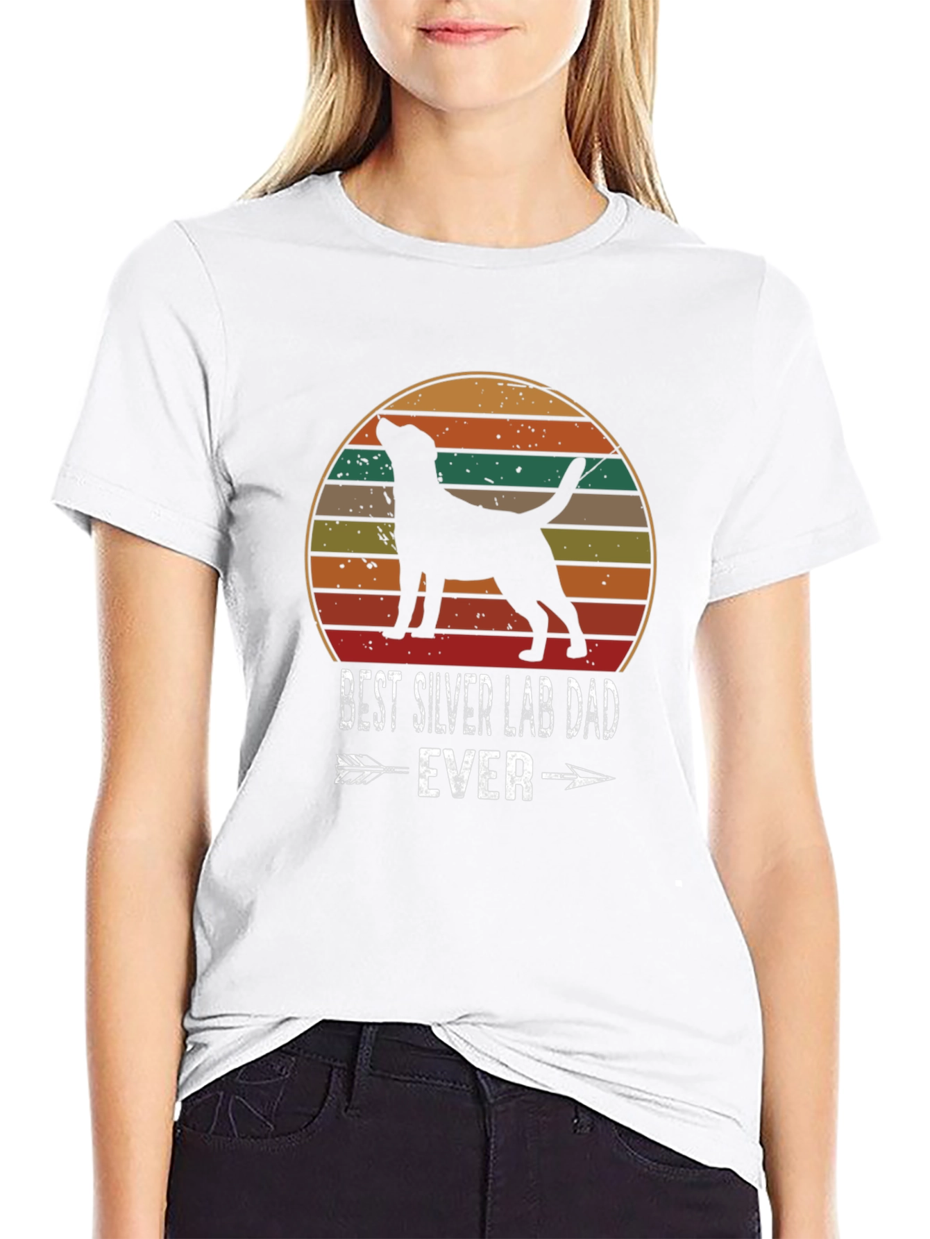 Best Silver Lab Dad Ever T-Shirt Dog Lover Tee