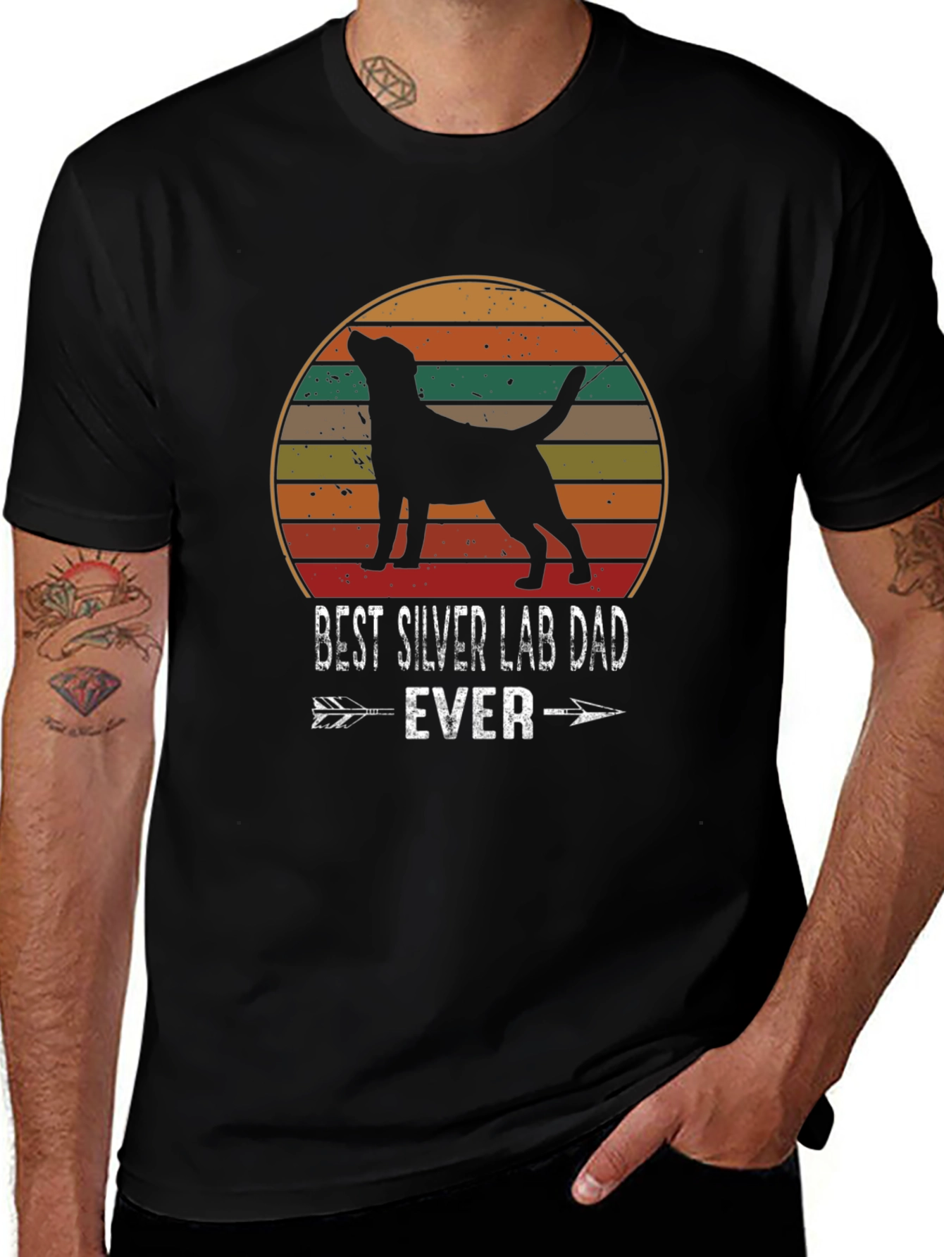 Best Silver Lab Dad Ever T-Shirt Dog Lover Tee