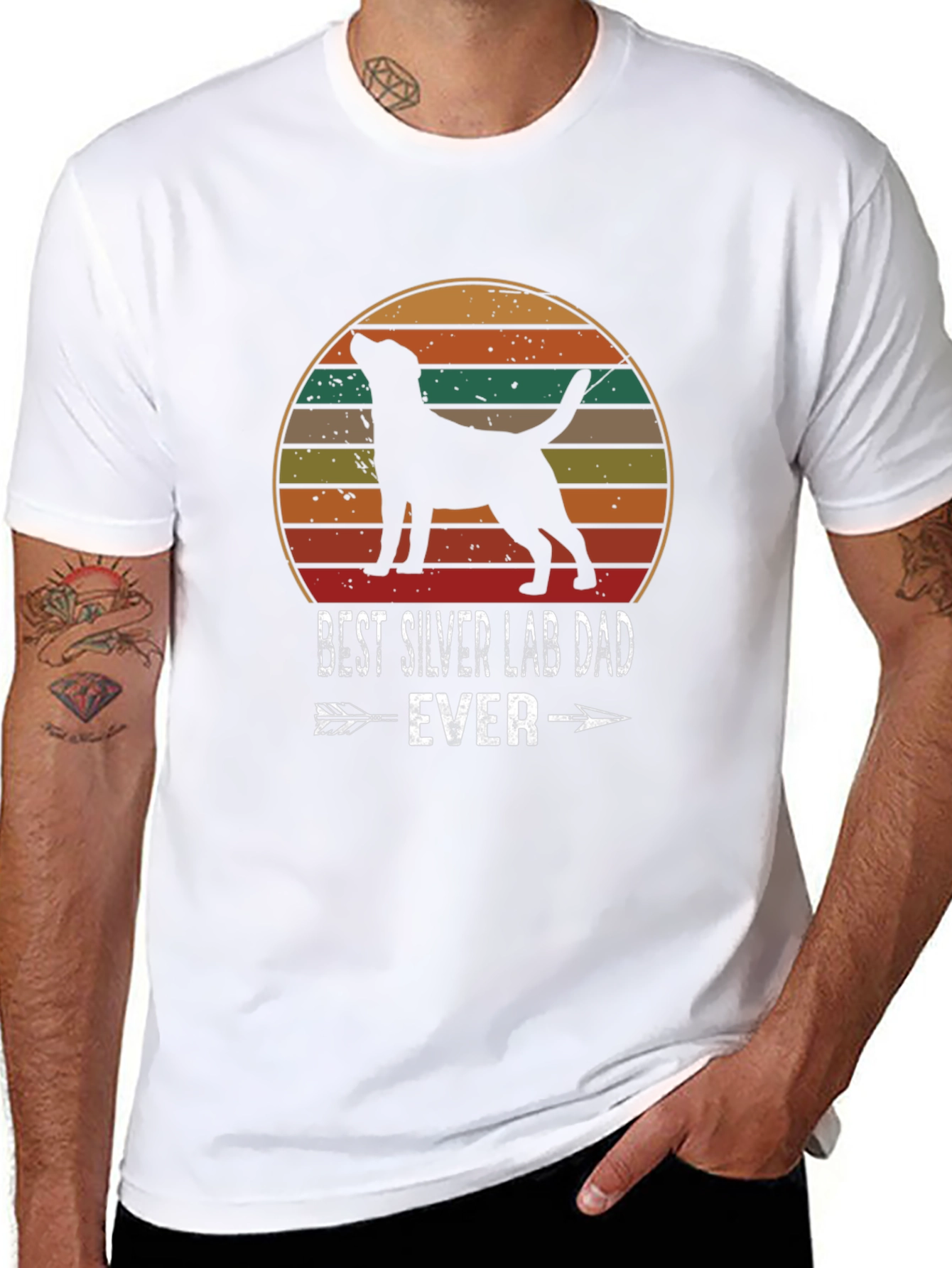 Best Silver Lab Dad Ever T-Shirt Dog Lover Tee