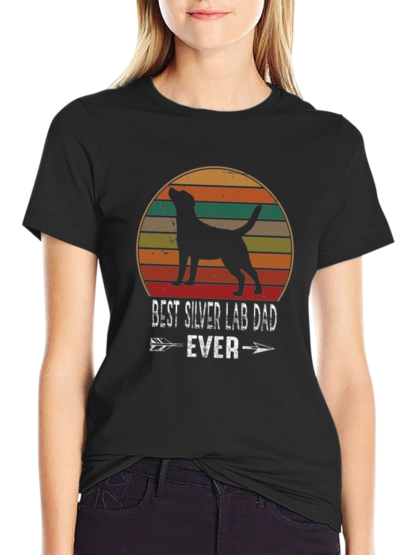 Best Silver Lab Dad Ever T-Shirt Dog Lover Tee