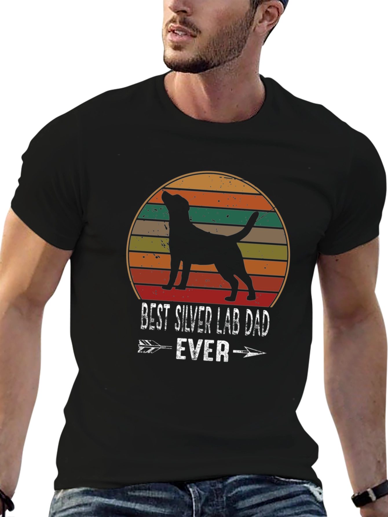 Best Silver Lab Dad Ever T-Shirt Dog Lover Tee