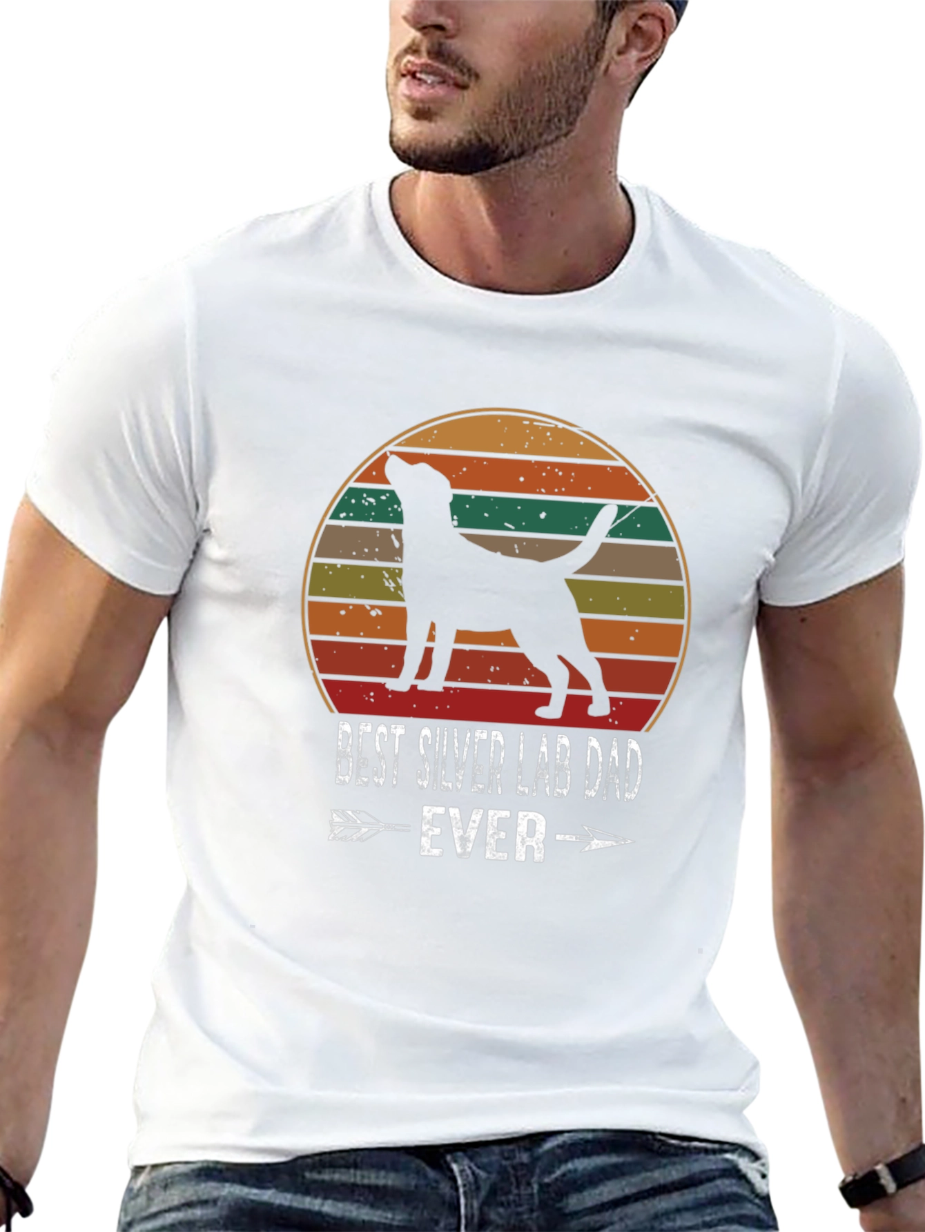 Best Silver Lab Dad Ever T-Shirt Dog Lover Tee