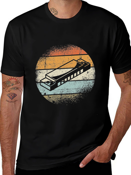Vintage Harmonica Graphic Tee - Retro Music Lover Shirt