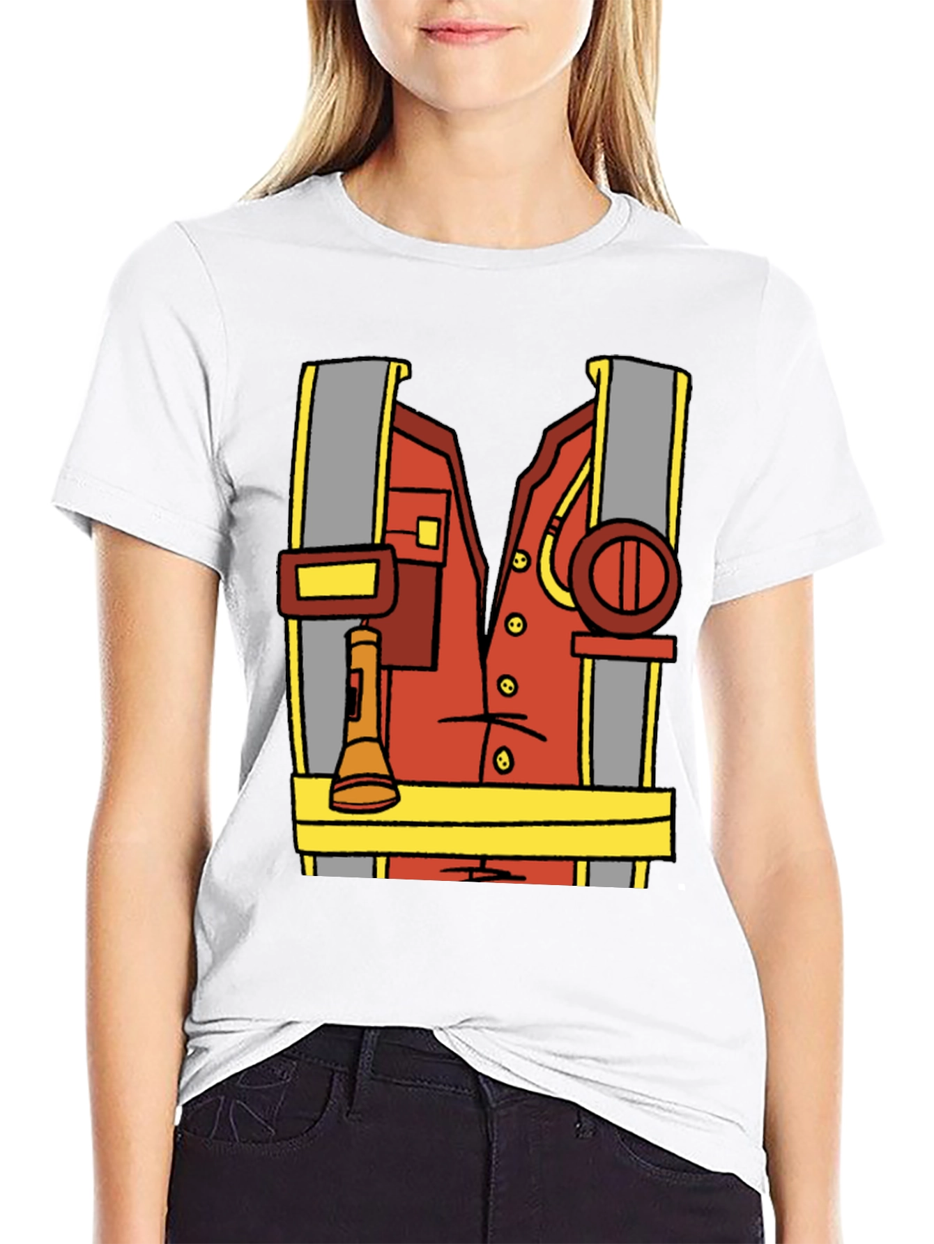 Cartoon Firefighter Costume Tee