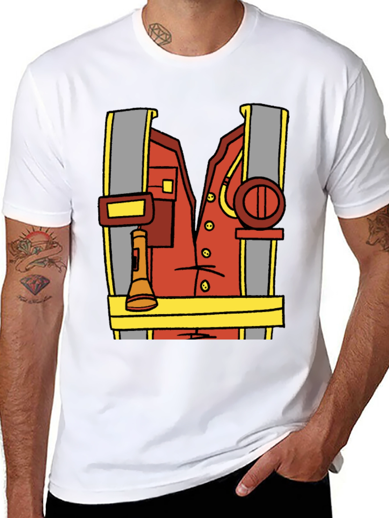 Cartoon Firefighter Costume Tee