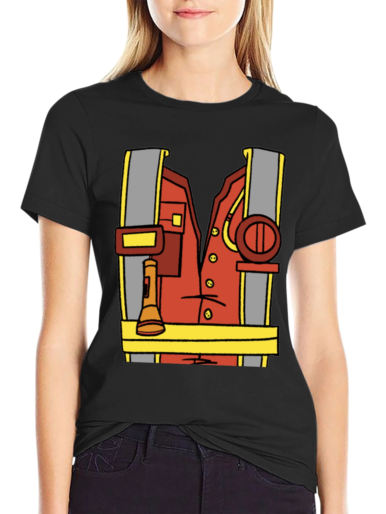 Cartoon Firefighter Costume Tee