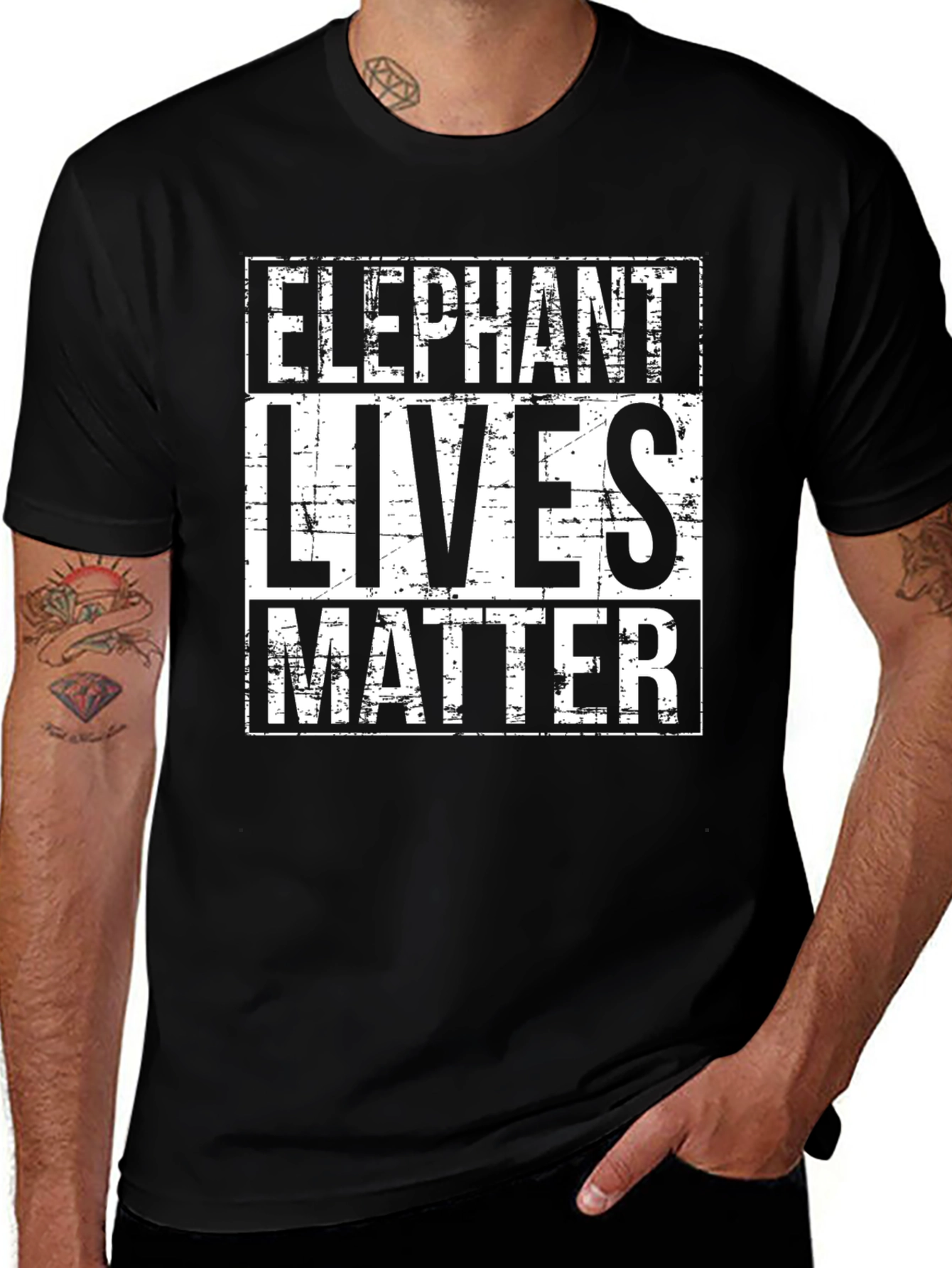 Elephant Lives Matter T-Shirt Black Graphic Tee