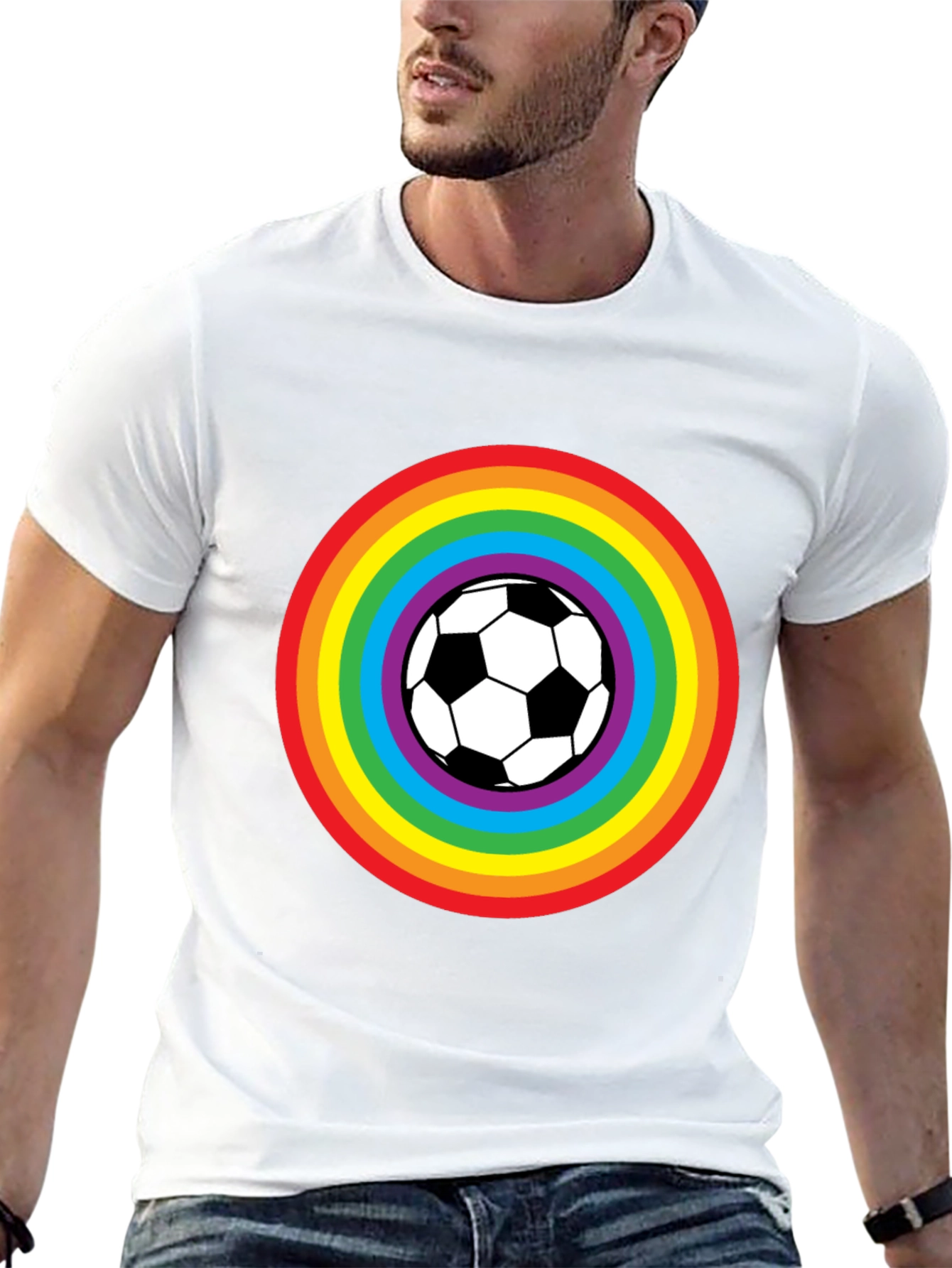 Rainbow Soccer Ball Graphic Tee