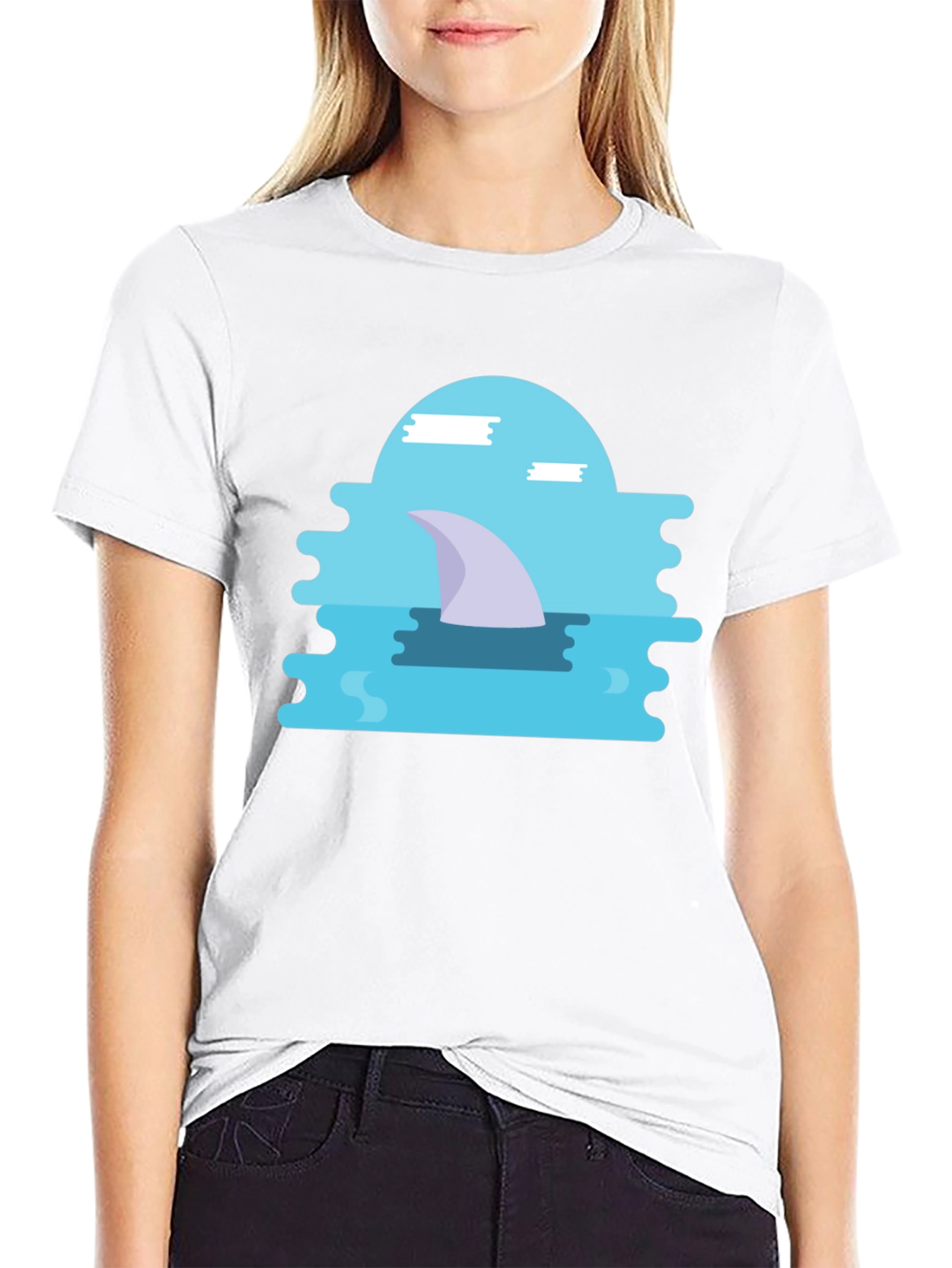 Shark Fin Graphic Black T-Shirt - Modern Style
