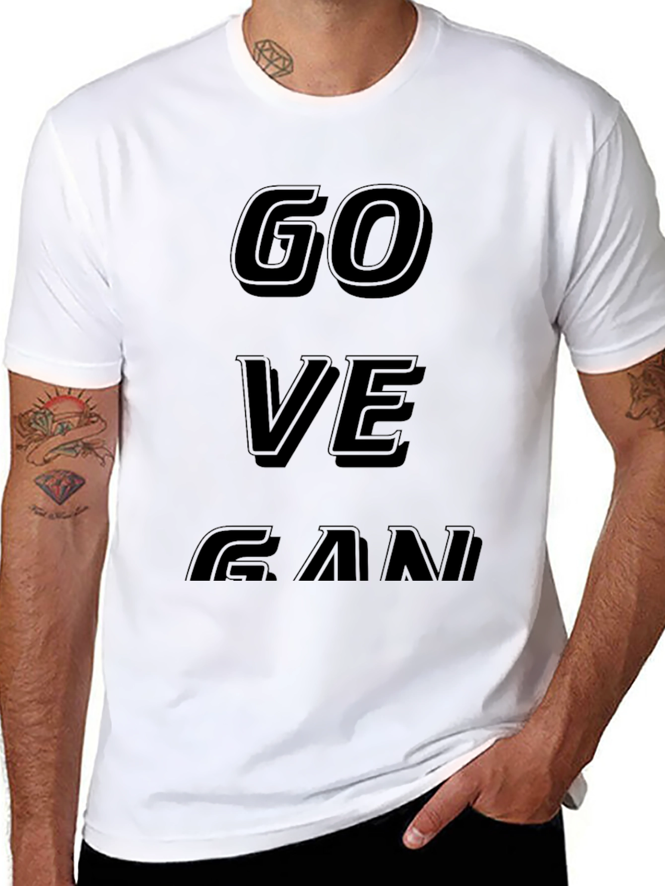 Go Vegan Black Graphic T-Shirt