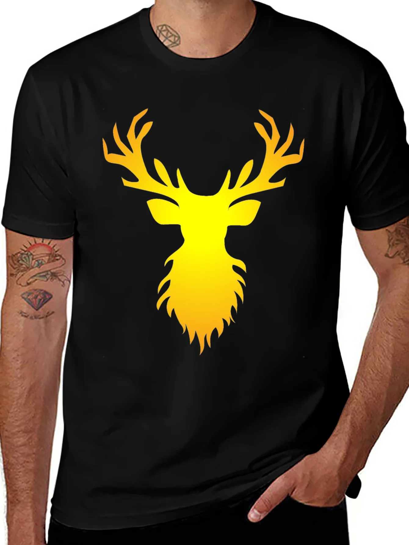 Stag Graphic Print Black T-Shirt