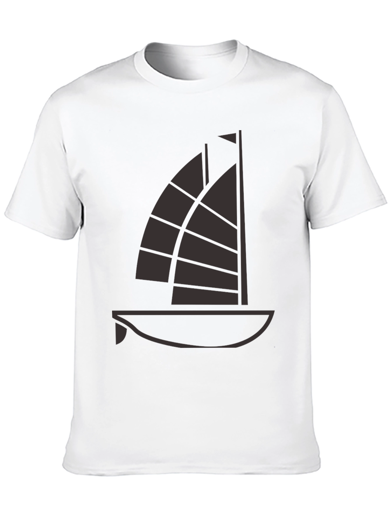 Stylish Sailboat Graphic Tee - Black Cotton Comfort