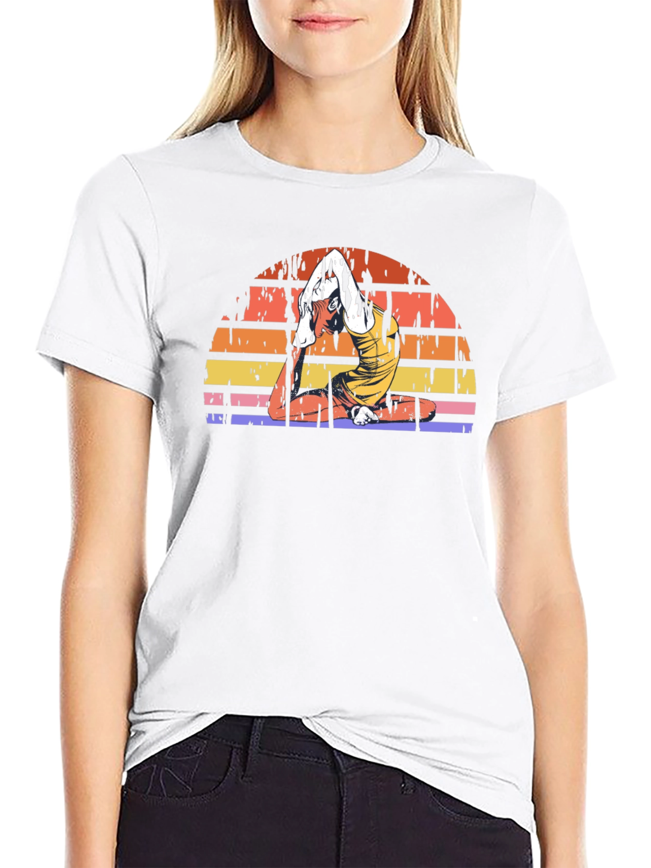 Yoga Pose Sunset Graphic Tee