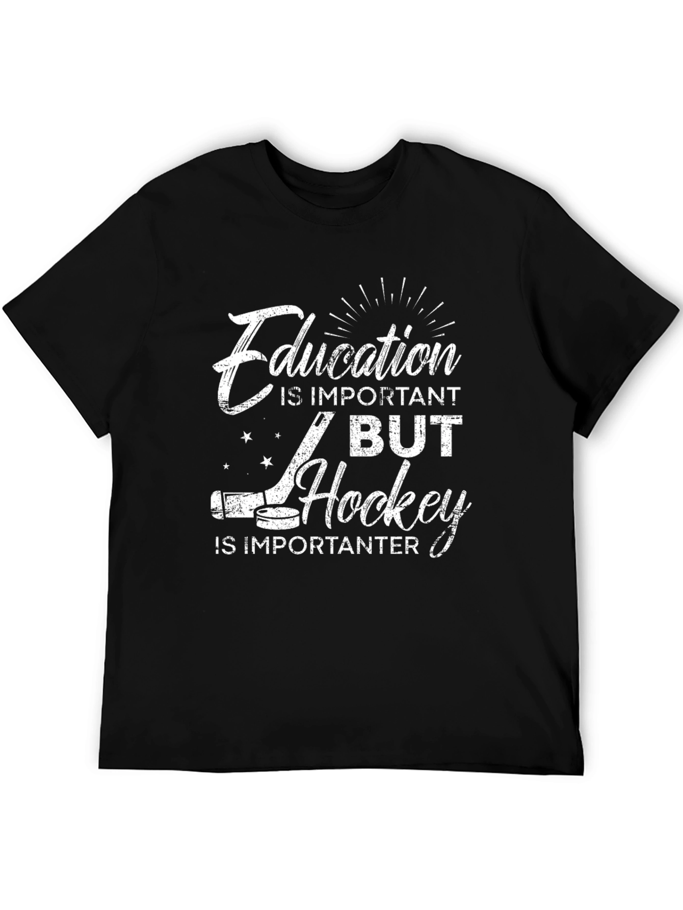 Education Important Hockey Is Importanter Black T-Shirt