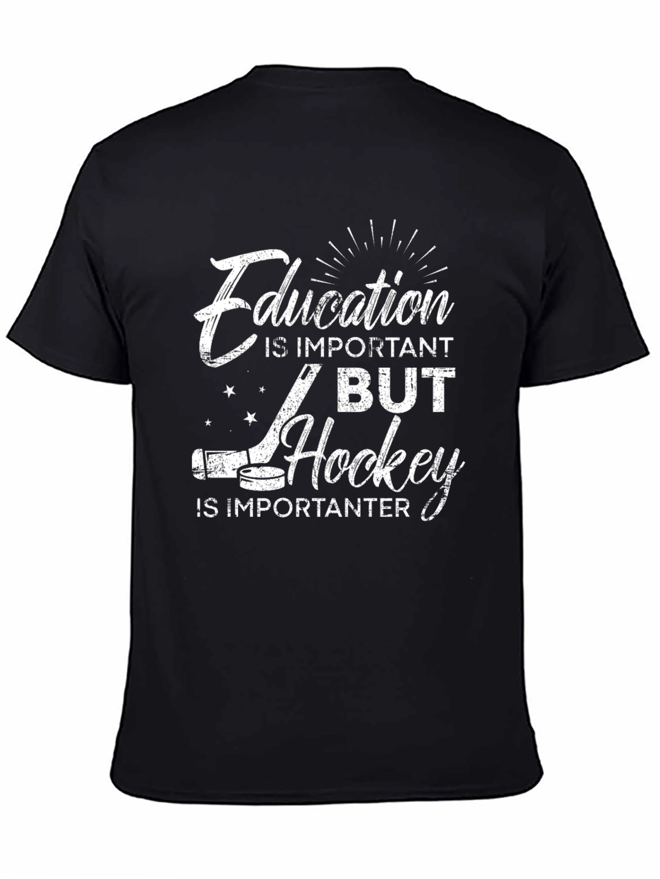 Education Important Hockey Is Importanter Black T-Shirt