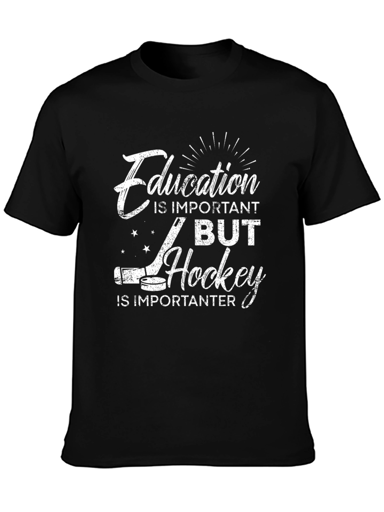 Education Important Hockey Is Importanter Black T-Shirt