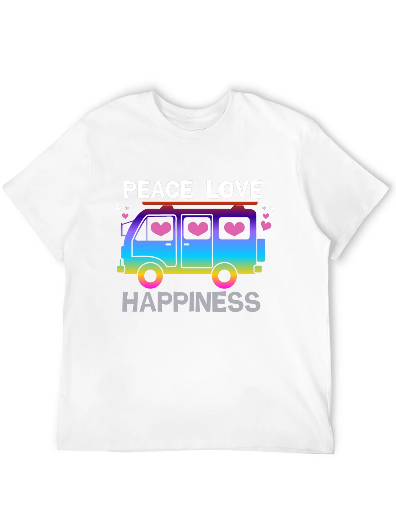 Peace Love Happiness T-Shirt Retro Van Design