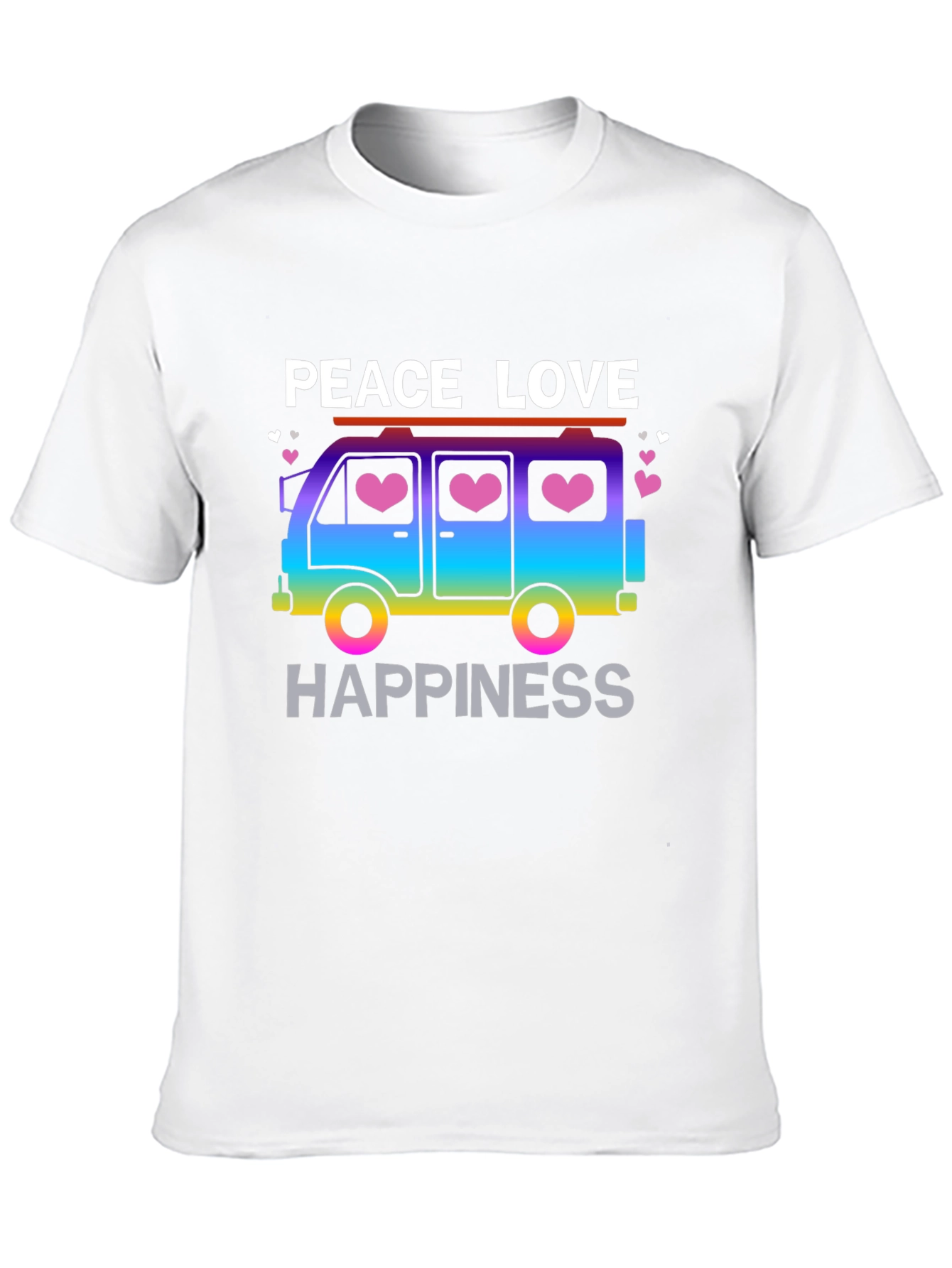 Peace Love Happiness T-Shirt Retro Van Design