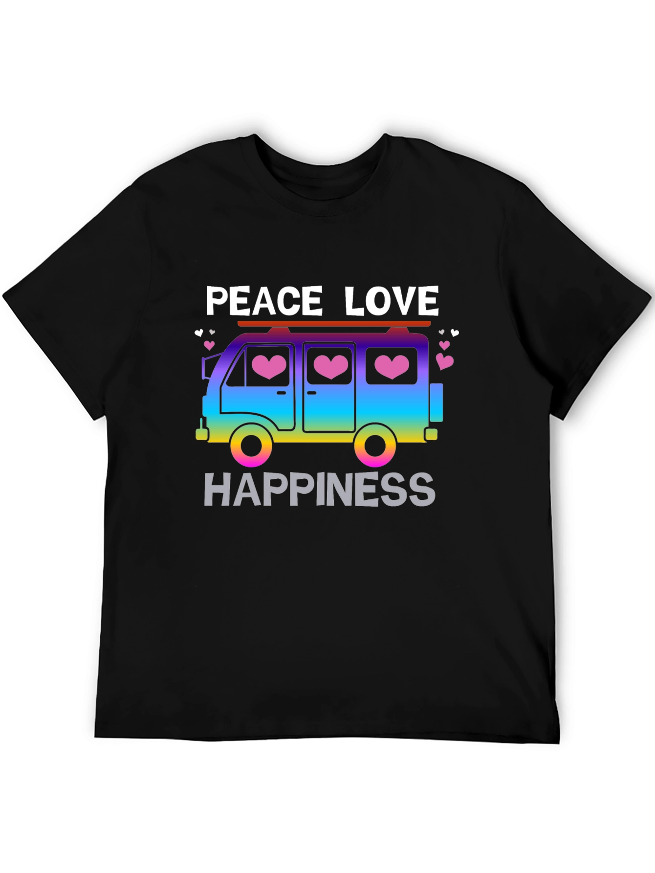 Peace Love Happiness T-Shirt Retro Van Design