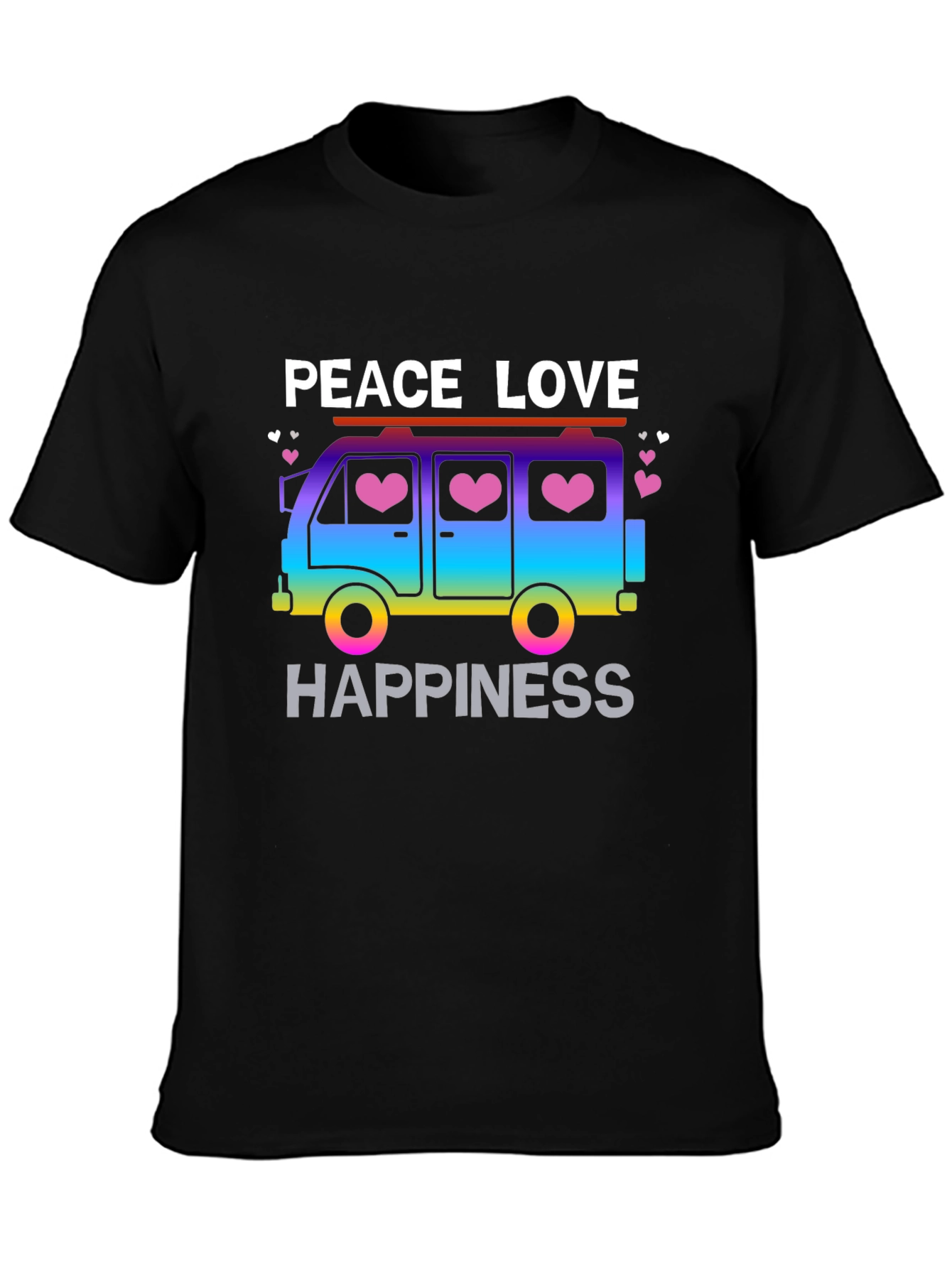 Peace Love Happiness T-Shirt Retro Van Design