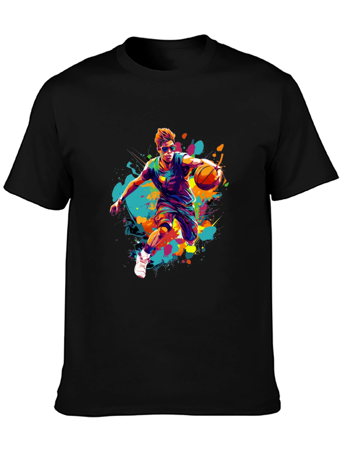 Basketball Player Art Print Black T-Shirt