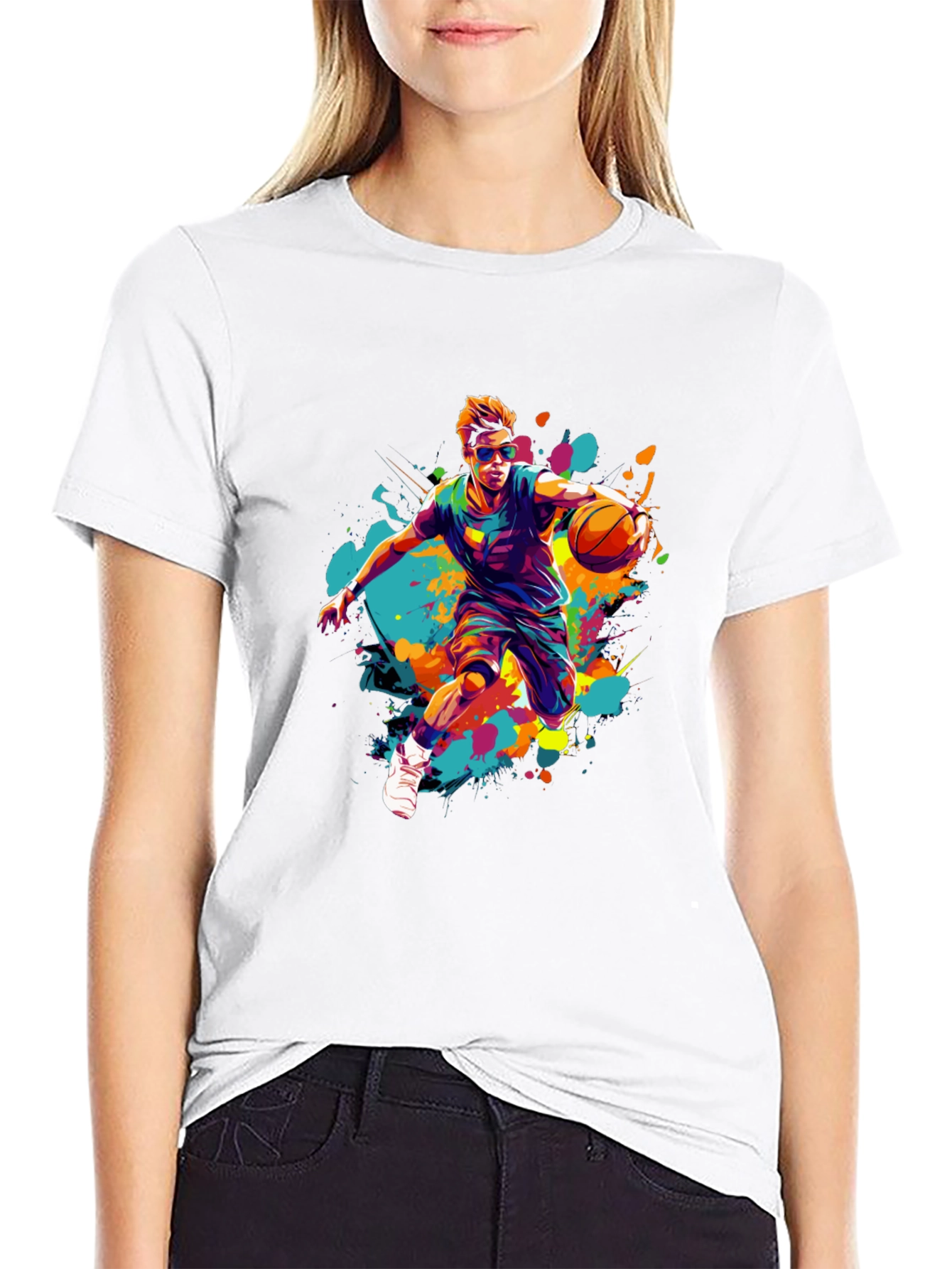 Basketball Player Art Print Black T-Shirt