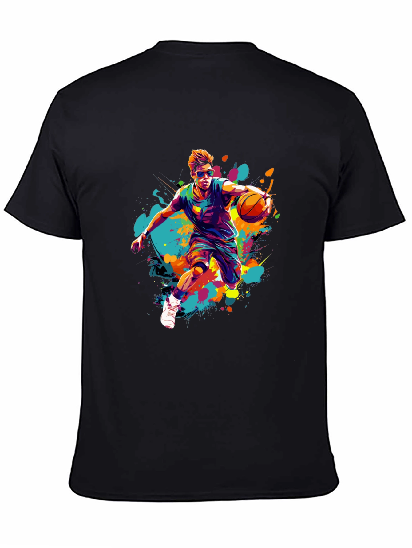 Basketball Player Art Print Black T-Shirt