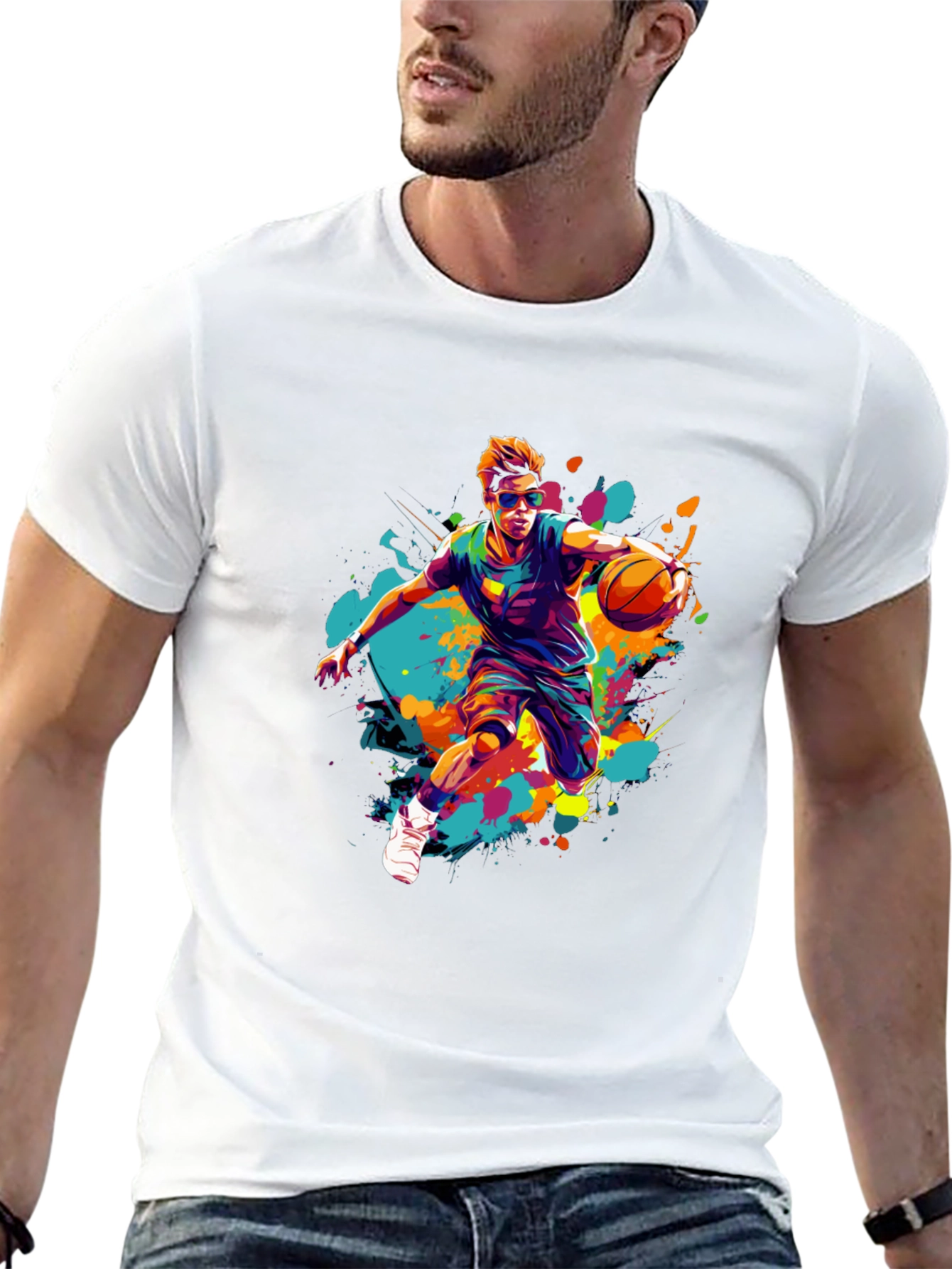 Basketball Player Art Print Black T-Shirt
