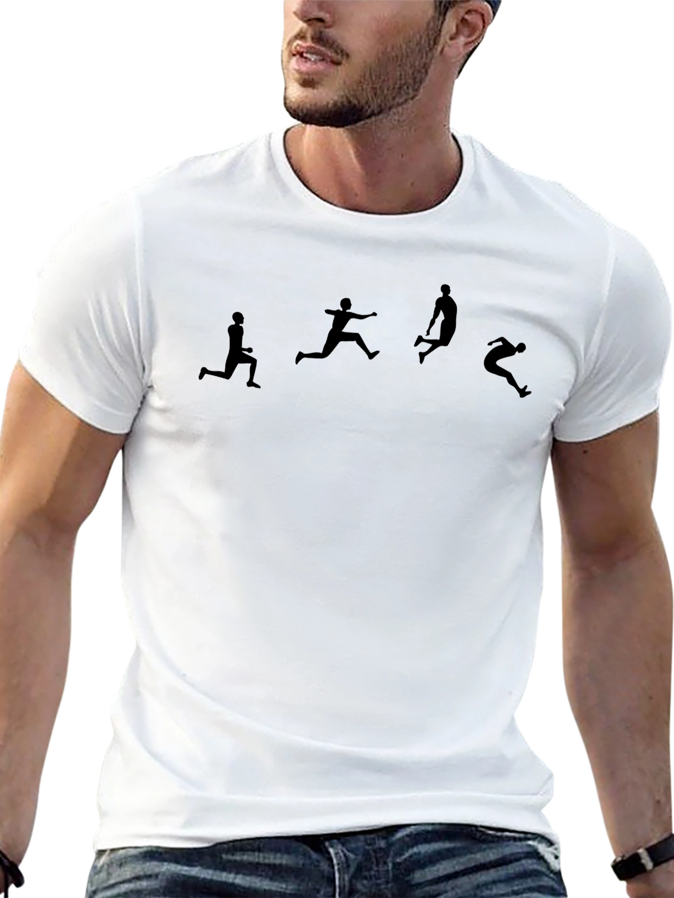 Stylish Black T-Shirt with Athlete Print