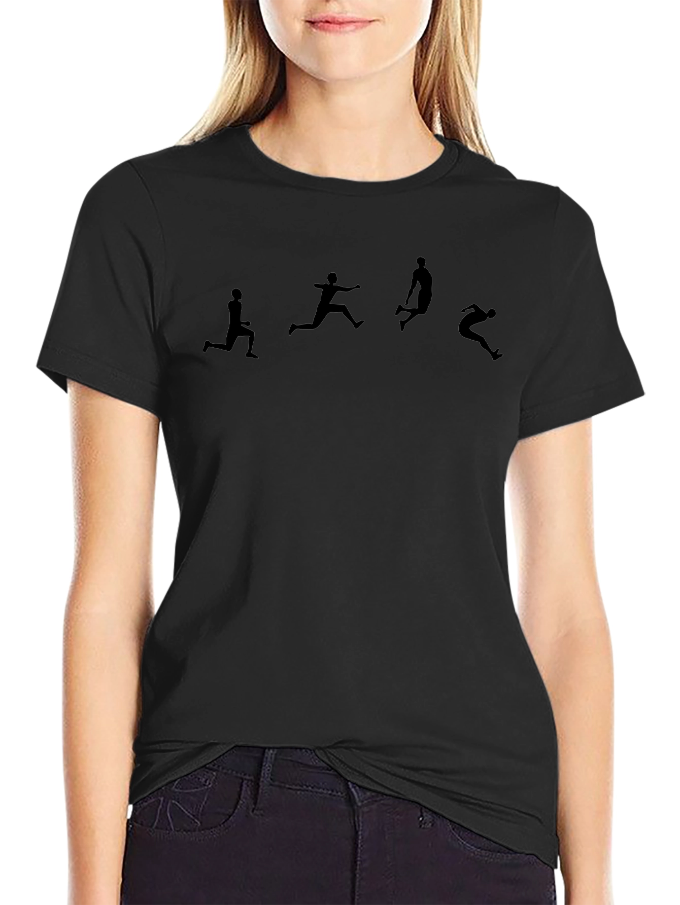 Stylish Black T-Shirt with Athlete Print