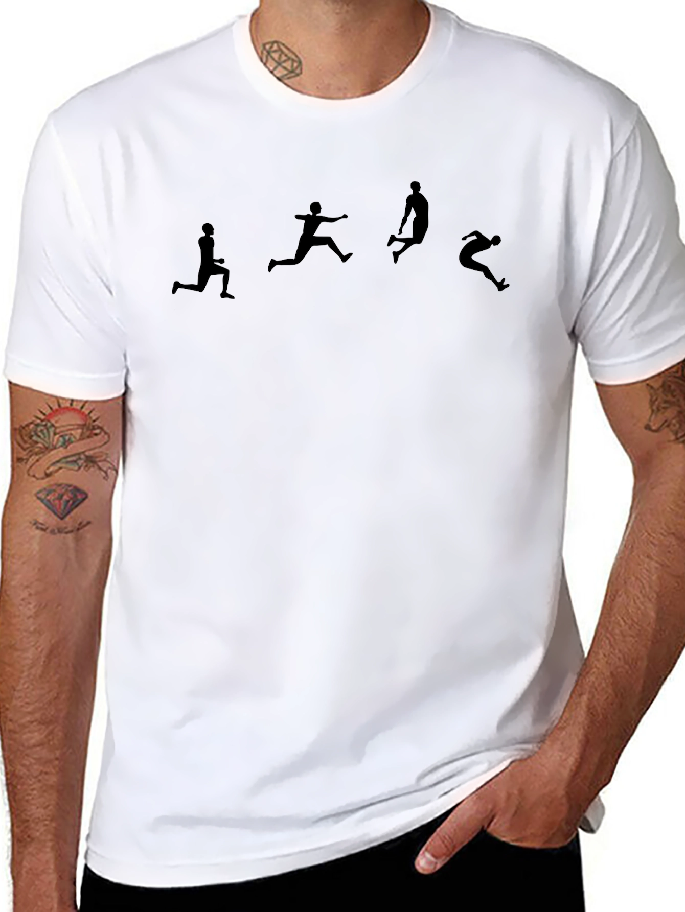 Stylish Black T-Shirt with Athlete Print