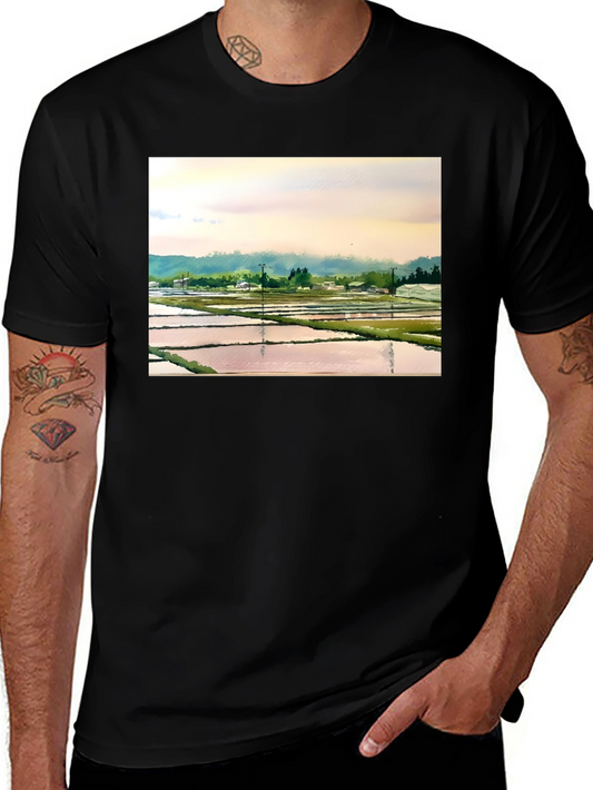 Watercolor Rice Paddy Field T-Shirt