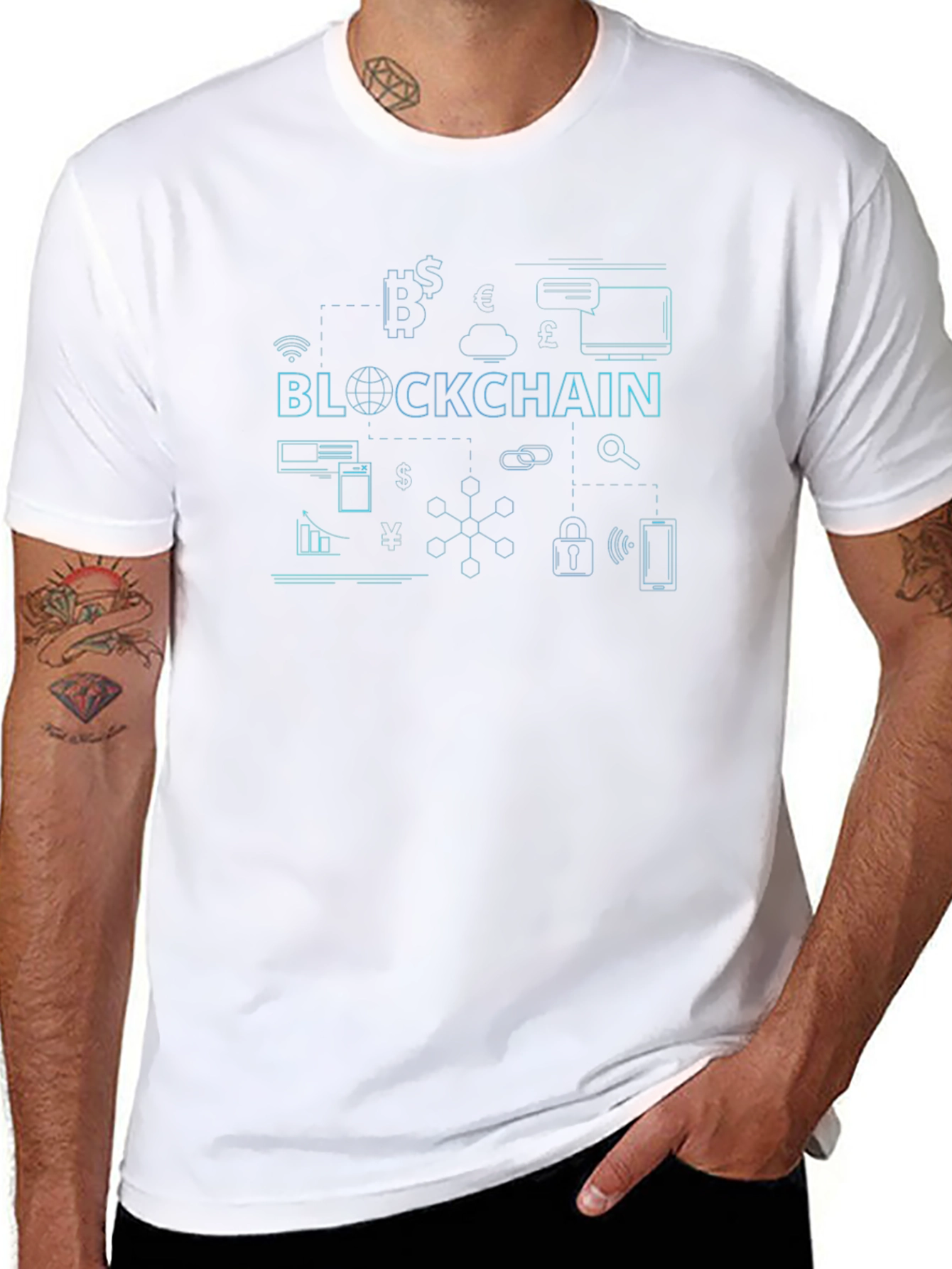 Blockchain Graphic Print Black T-Shirt