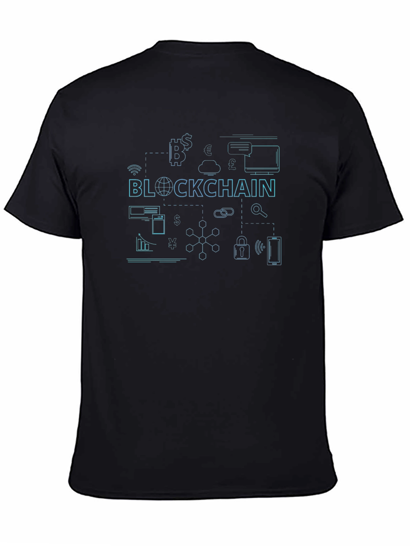 Blockchain Graphic Print Black T-Shirt