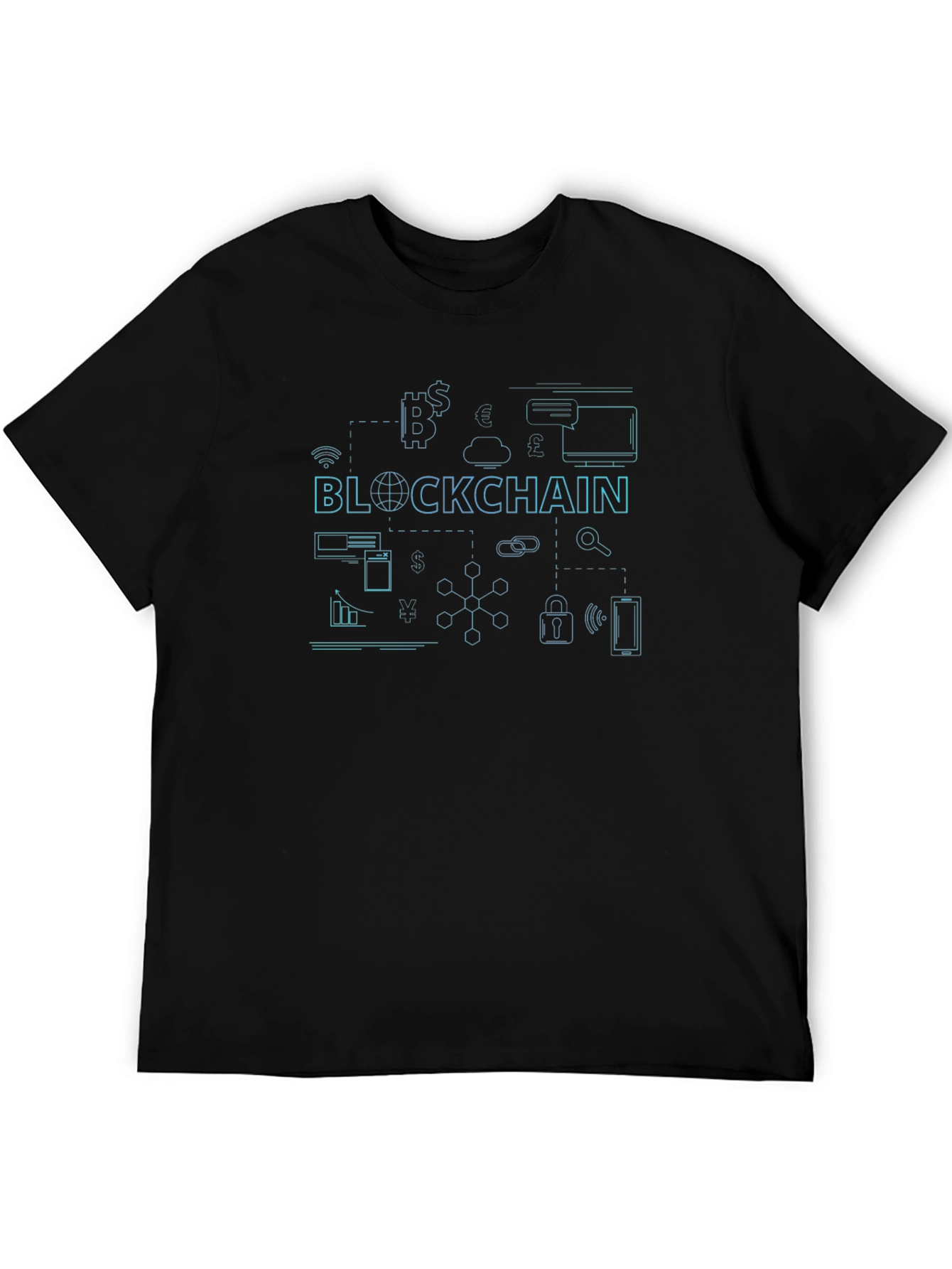 Blockchain Graphic Print Black T-Shirt
