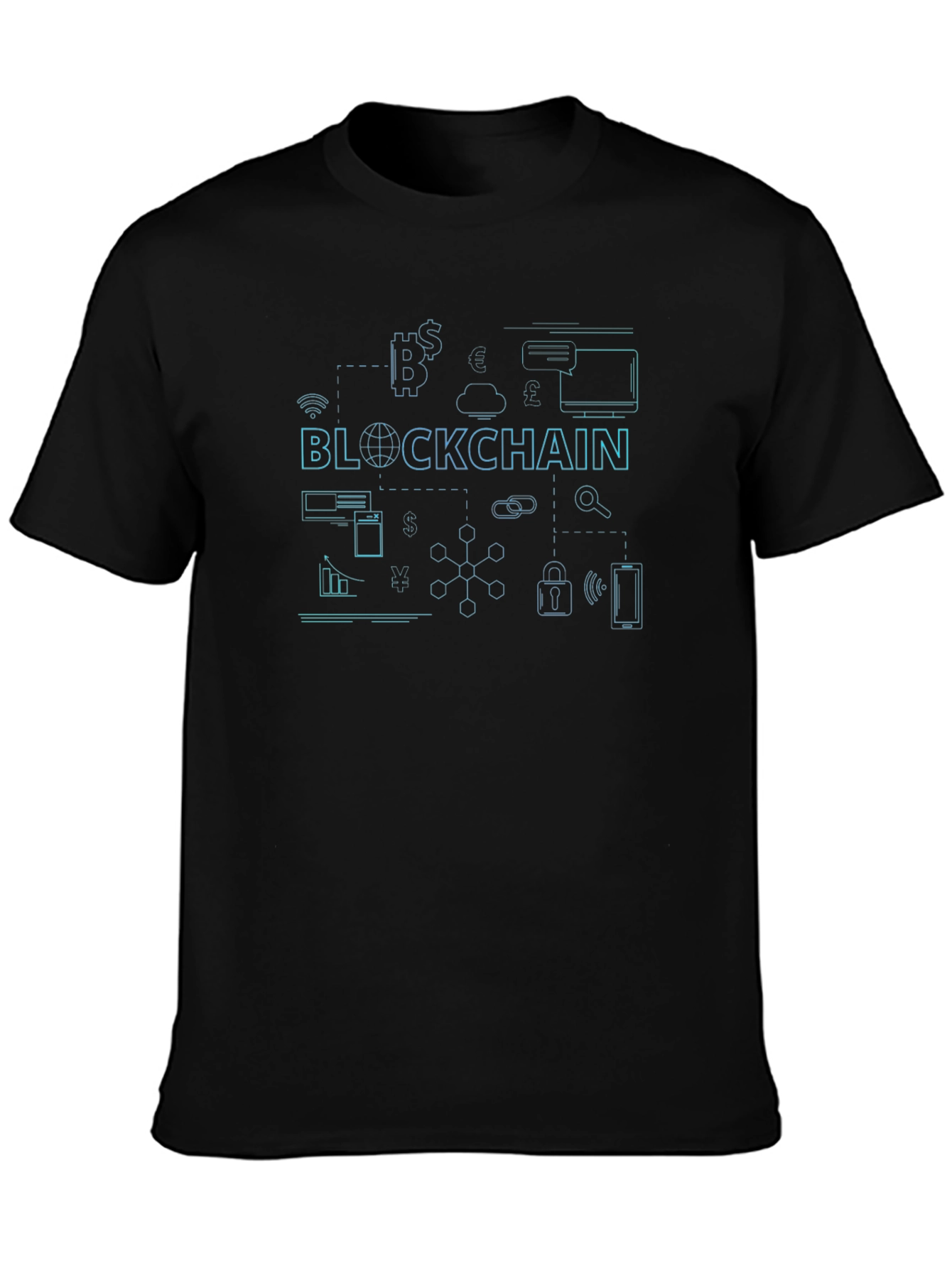 Blockchain Graphic Print Black T-Shirt