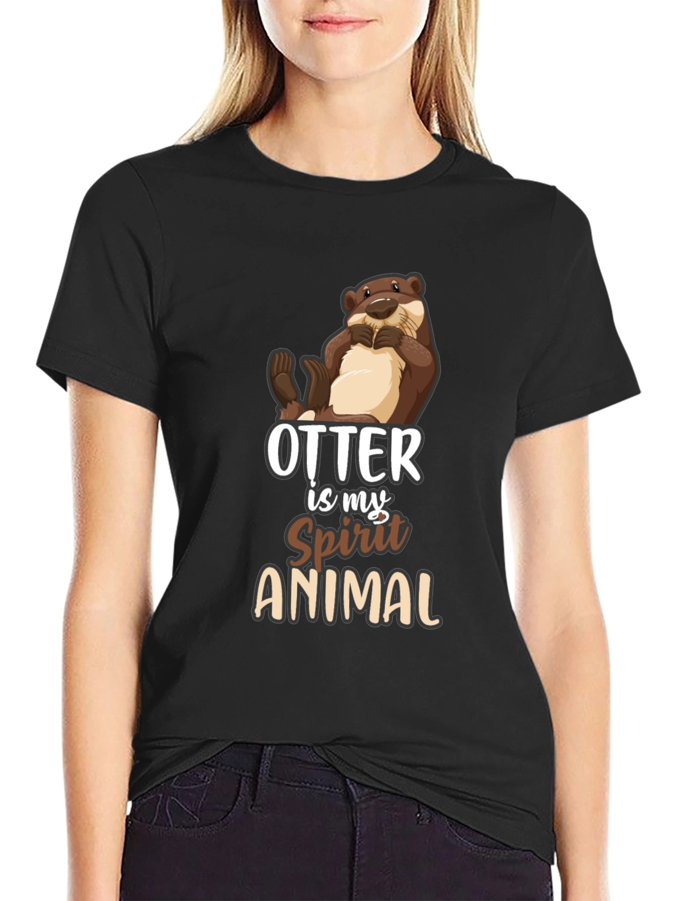 Otter Spirit Animal Black T-Shirt