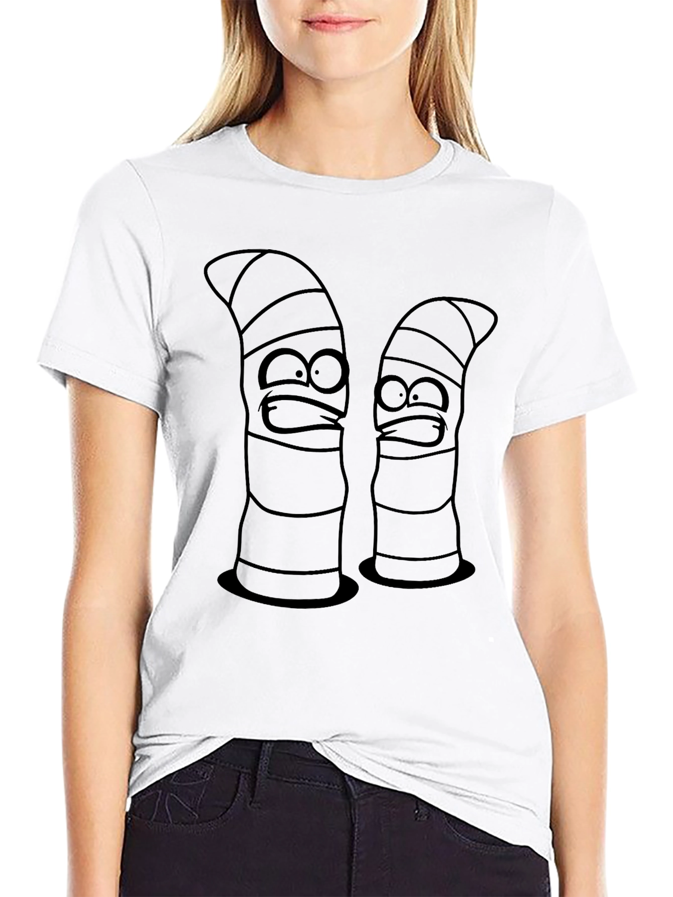 Cartoon Worm Black Graphic Tee